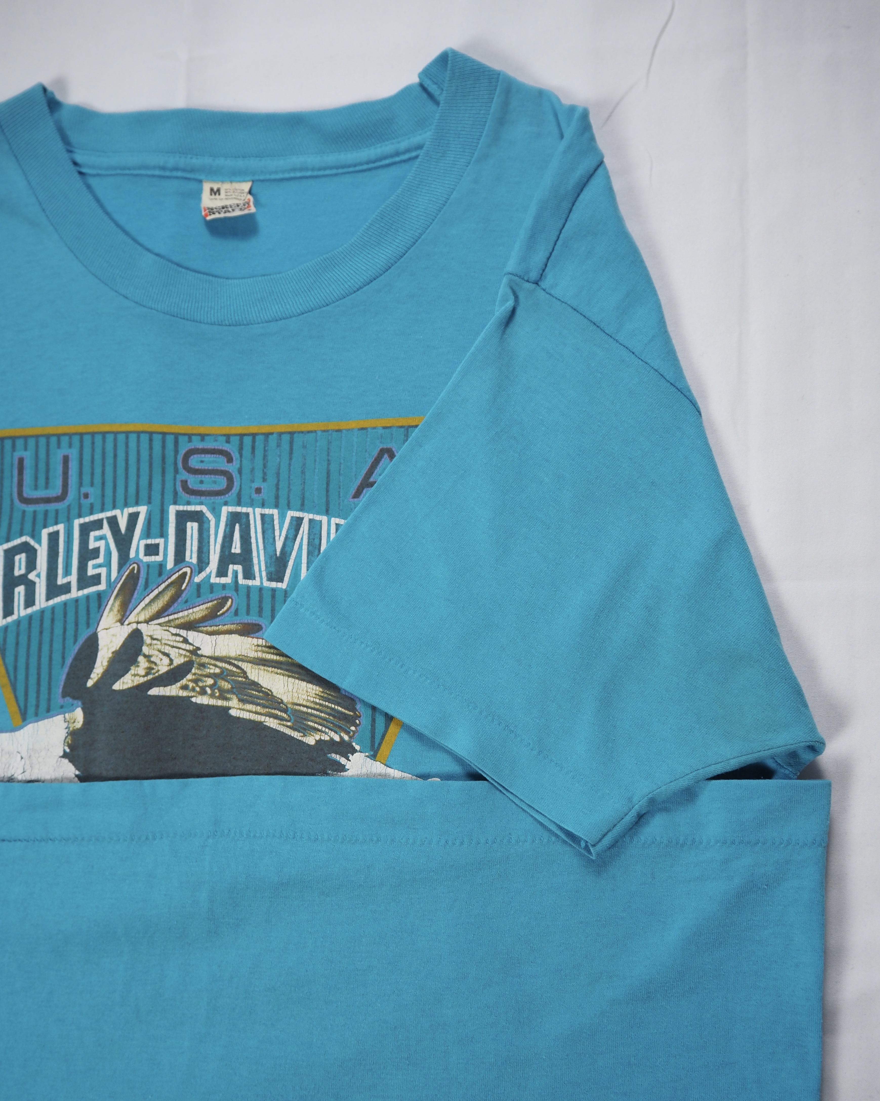 80’s Harley Davidson Tシャツ 水色 Mサイズ の画像 13