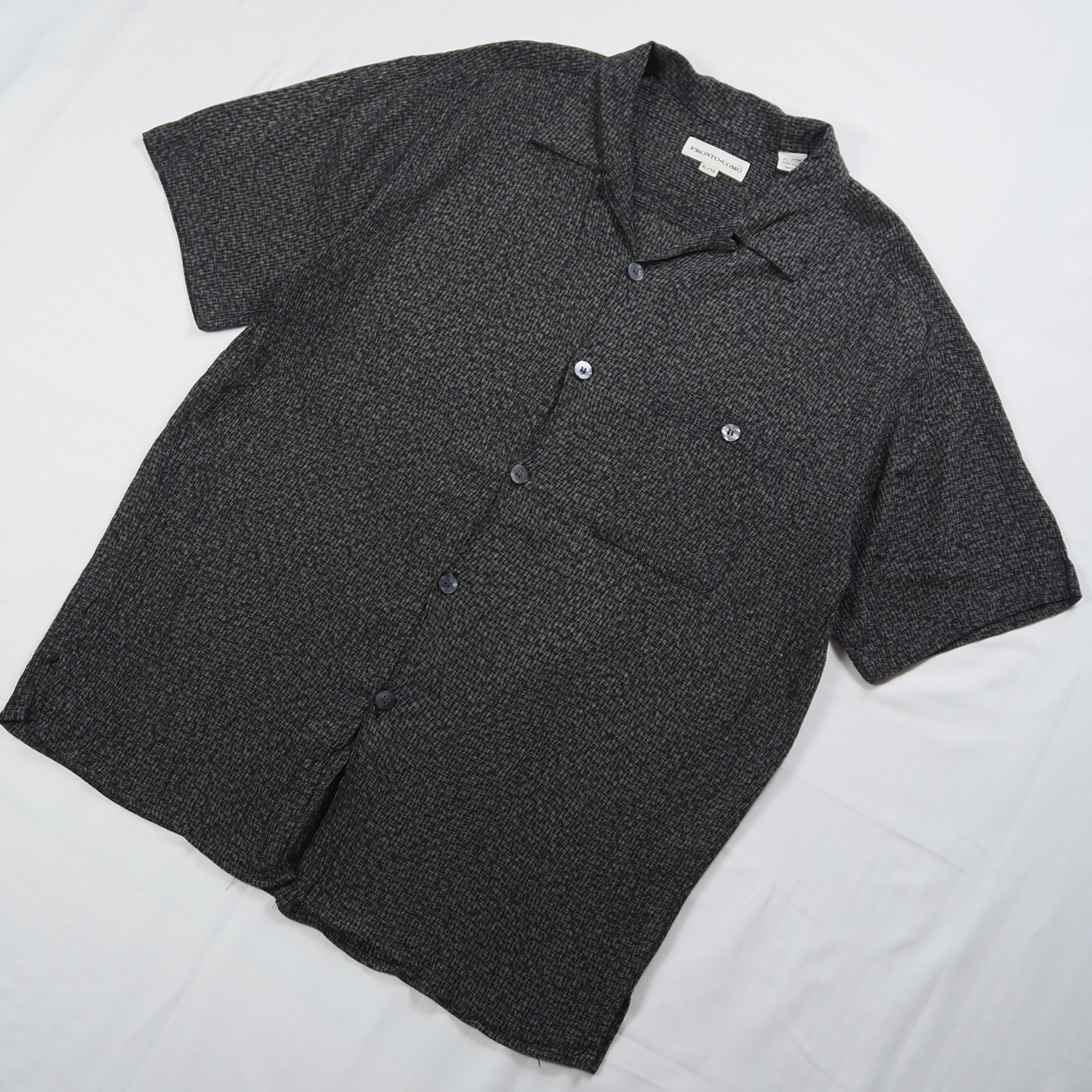 90’s Pronto Uomo 開襟レーヨンシャツ XL ブラック アメリカ製 の画像 2