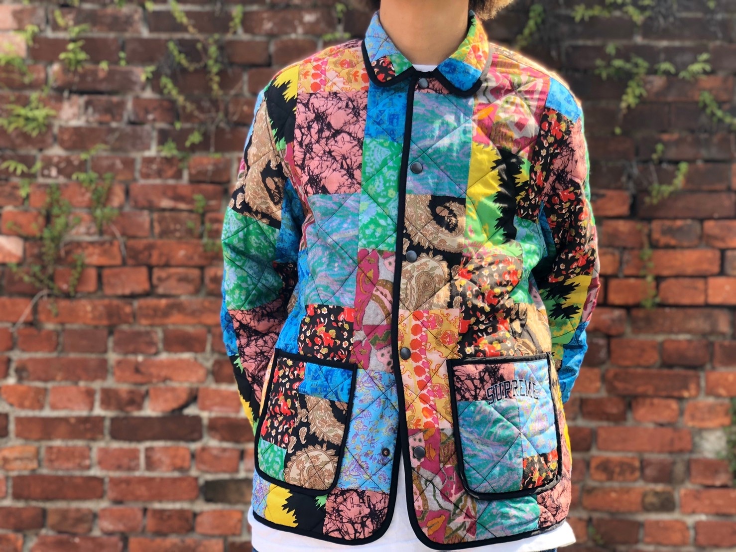 supreme reversible patchwork quilted jacket