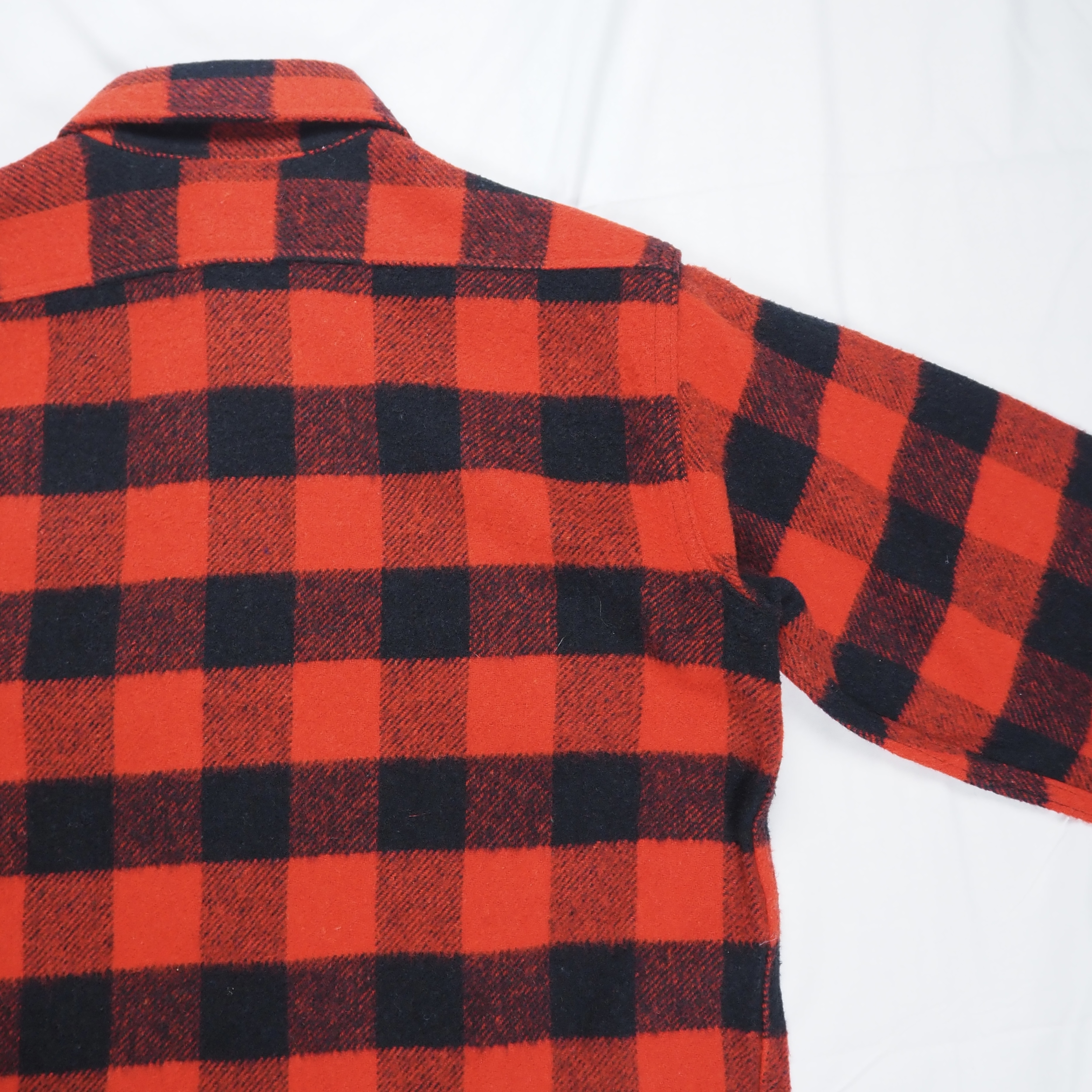 70’s J.C. Penny フランネルシャツ Mサイズ レッド×ブラック ブロックチェック Mサイズ マチ付き オンライン限定商品 の画像 12