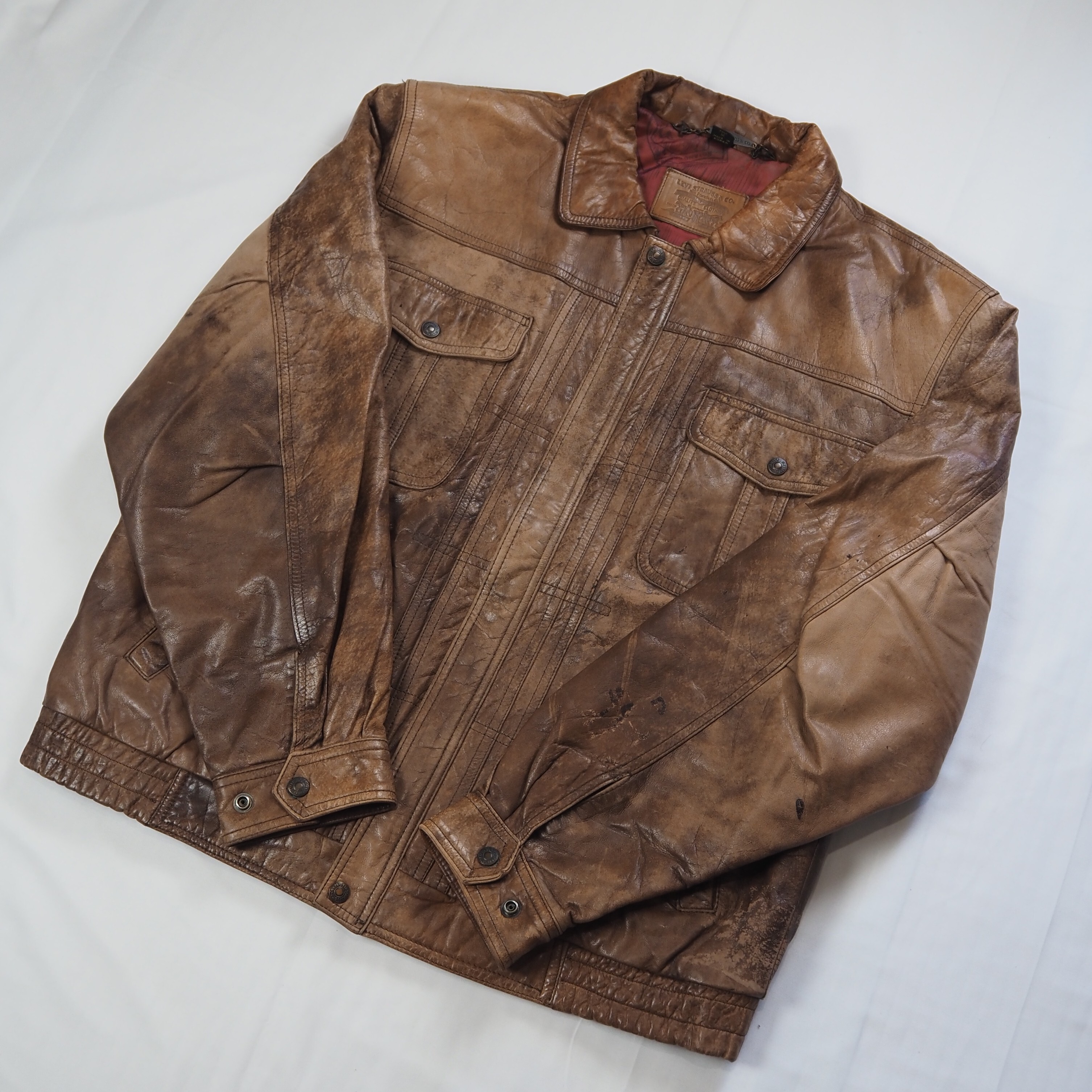 【9/23 20:00入荷】90's Levi's レザージャケット Mサイズ の画像 9
