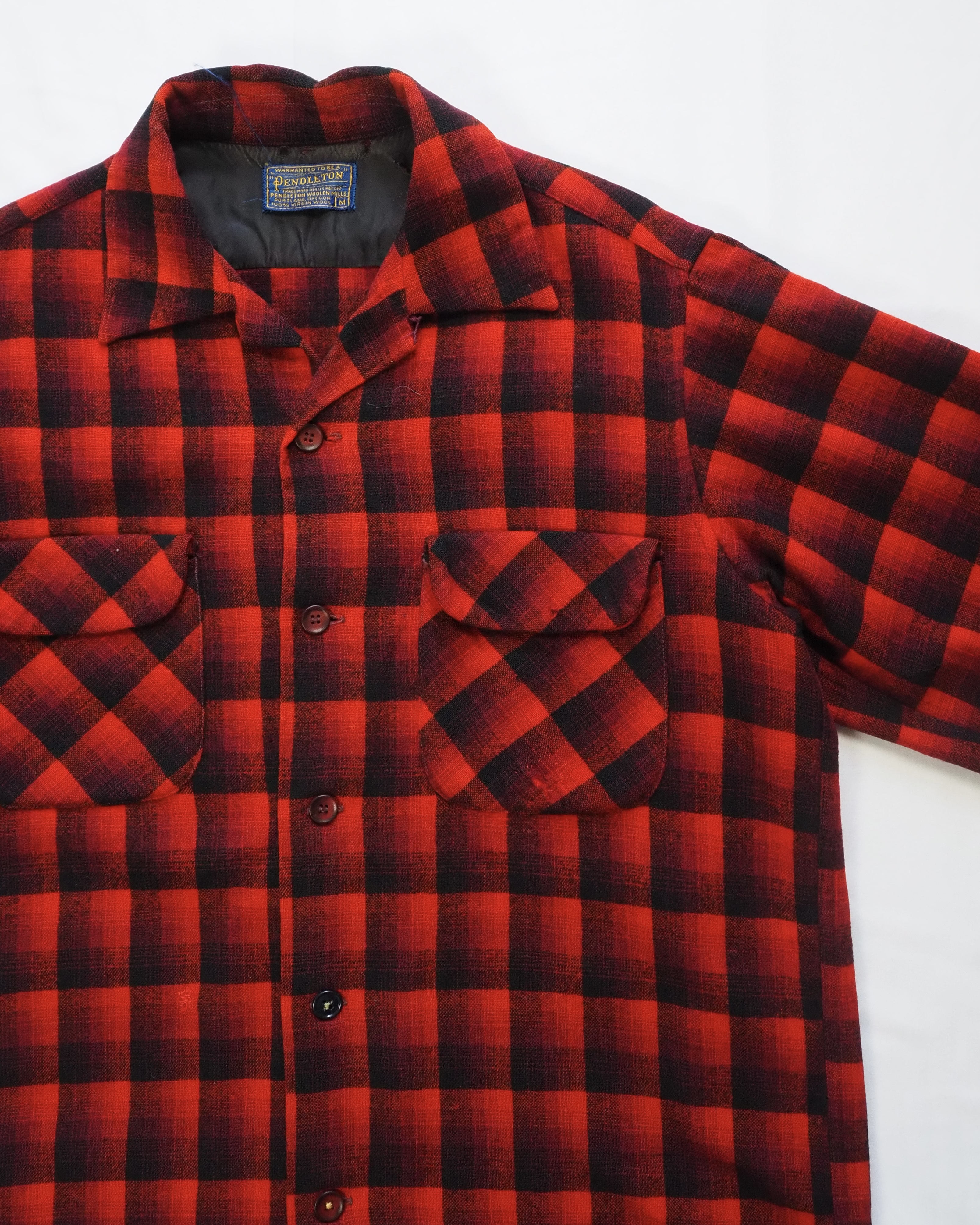【VCM入荷】50’s Pendleton ウールシャツ オンブレチェック レッド×ブラック の画像 12