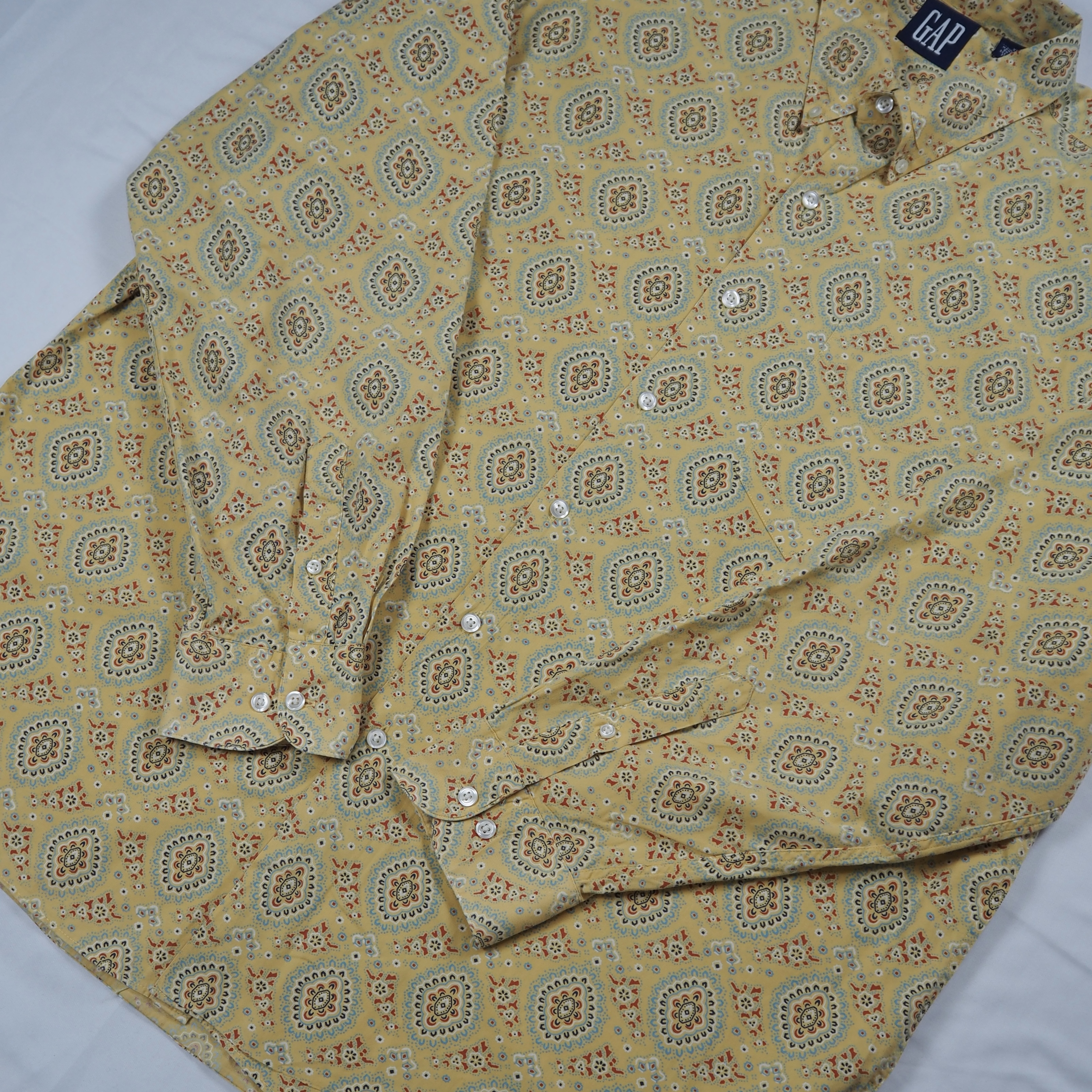 90’s OLD GAP コットンシャツ XL イエロー の画像 4