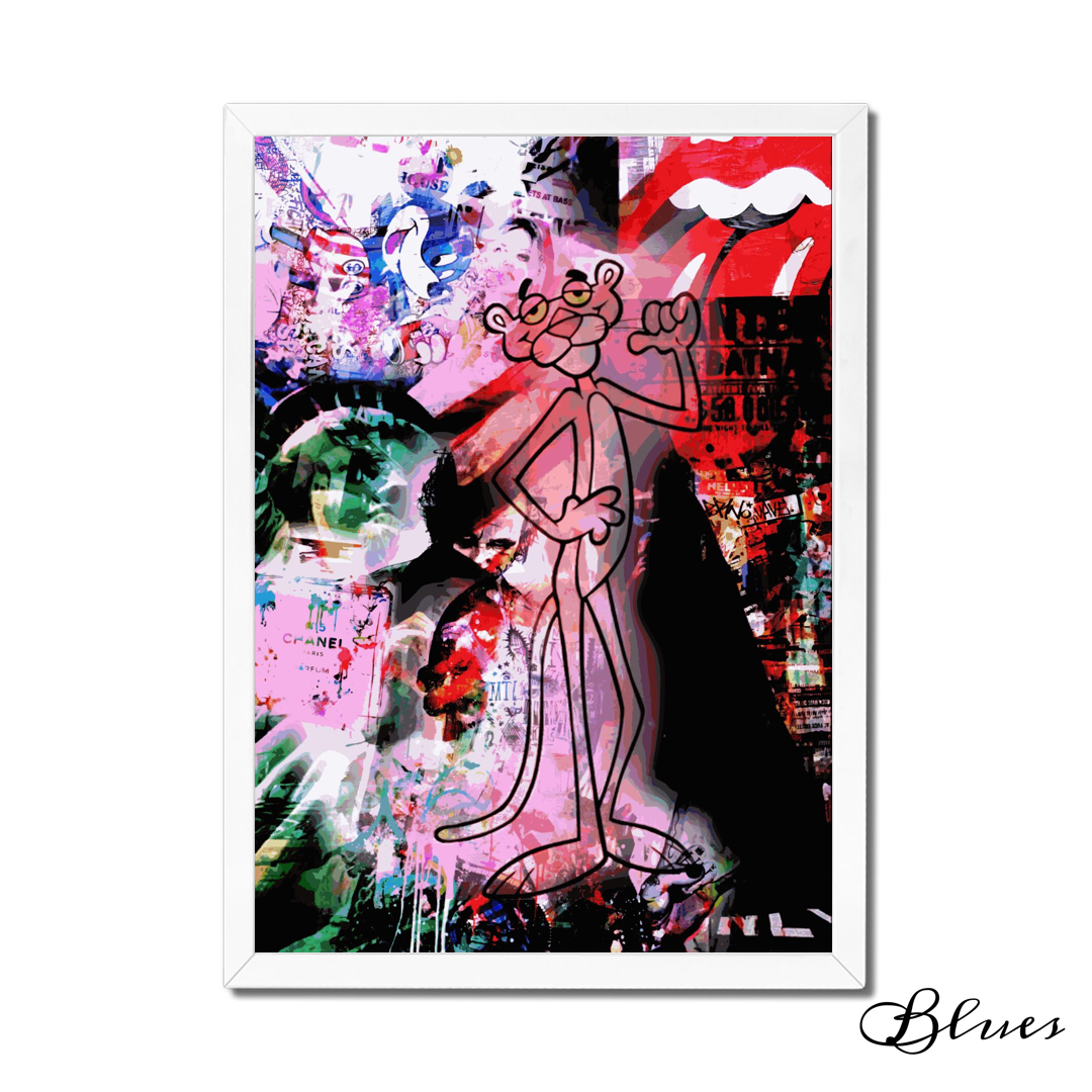 ピンクパンサー キャラクター コラージュアート a1サイズ Blues Make Sense Art Gallery