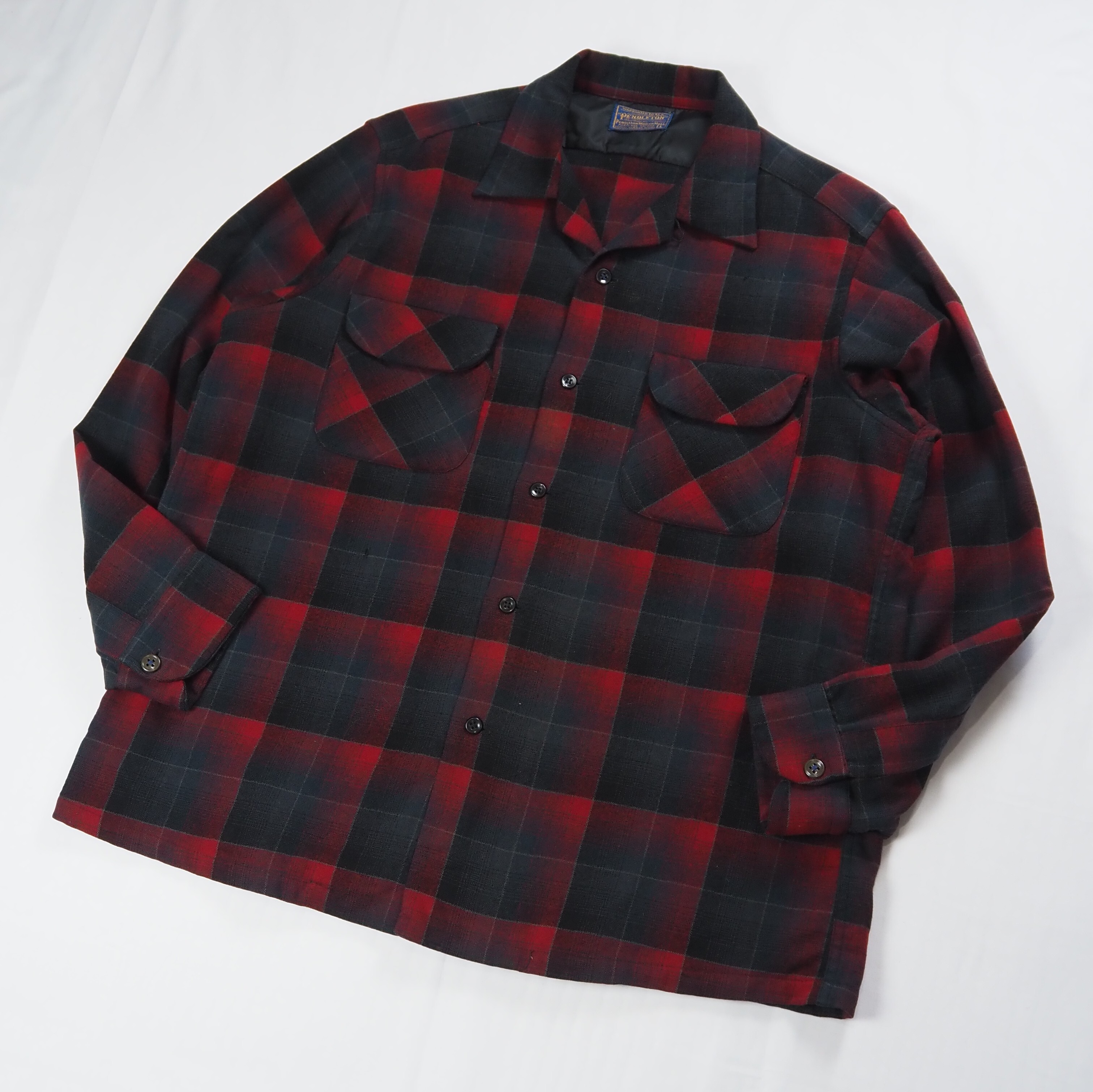 【9/23 20:00入荷】50's Pendleton ウールシャツ Lサイズ ブラック×レッド の画像 2