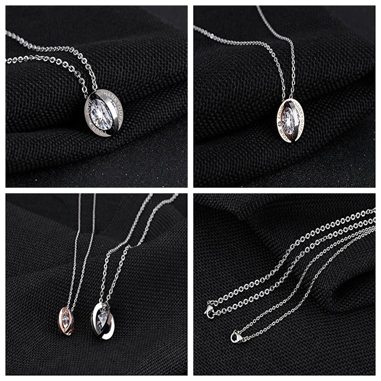 ペアアクセサリー工房 超大粒 12mm大 キュービック ジルコニア ペアネックレス カップル 人気 メンズ ブラック レディース ピンクゴールド サージカルステンレス チェーン ジュエリーボックス 付 ネックレス ペア 安い お揃いのネックレスやブレスレットなど