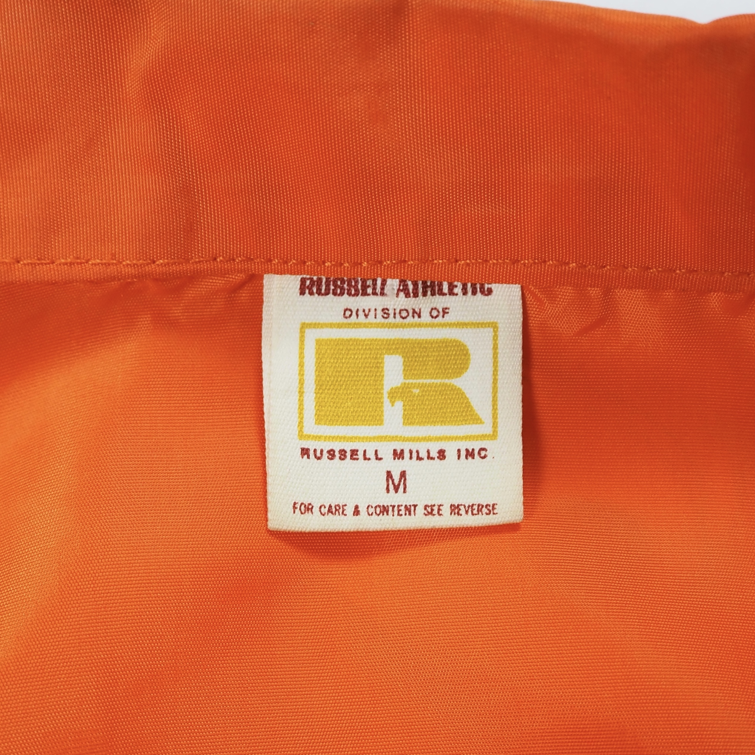 70’s Russell Athletic ナイロンコーチジャケット オレンジ Mサイズ の画像 11