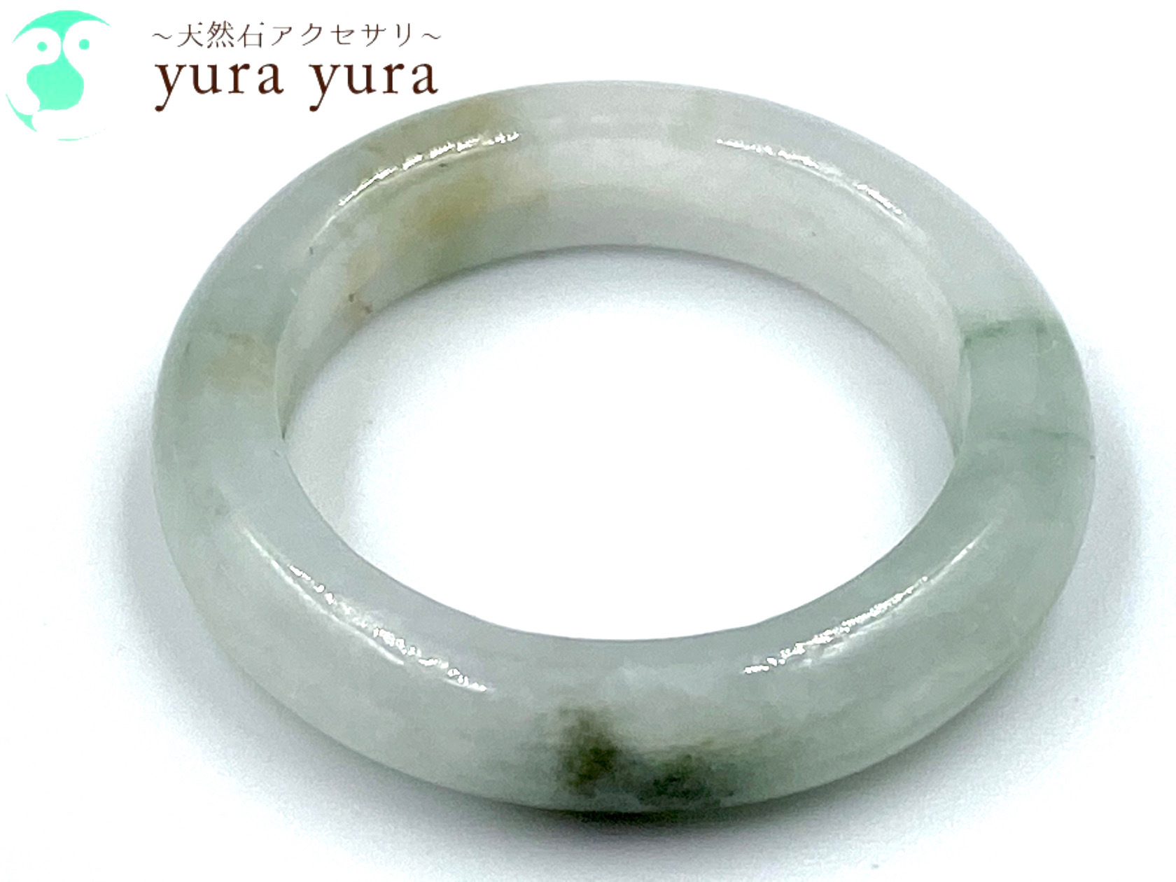 ミャンマー翡翠 ジェダイト 樹脂含侵 染色なし 約 7号 くりぬきリング ヒスイ Yura Yura 輝石アクセサリー ミャンマー翡翠 ジェダイト 樹脂含侵 染色なし 約 7号 くりぬきリング ヒスイ Yura Yura 輝石アクセサリー