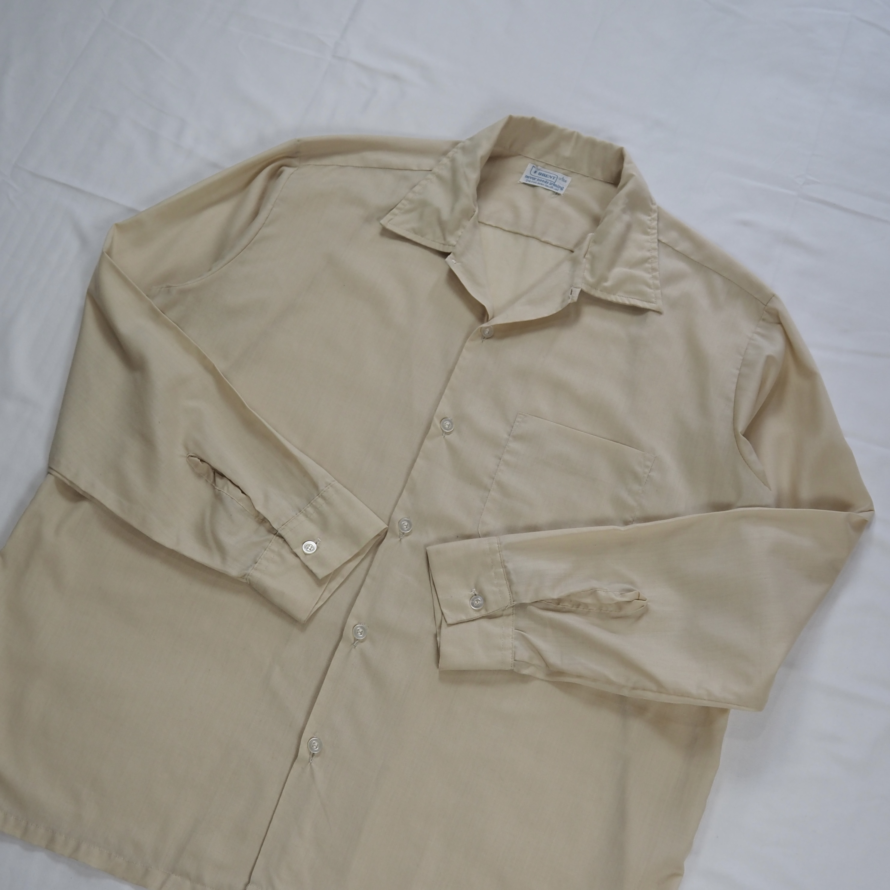 60’s-70’s Brent ポリコットンシャツ 開襟ボックス Lサイズ の画像 3