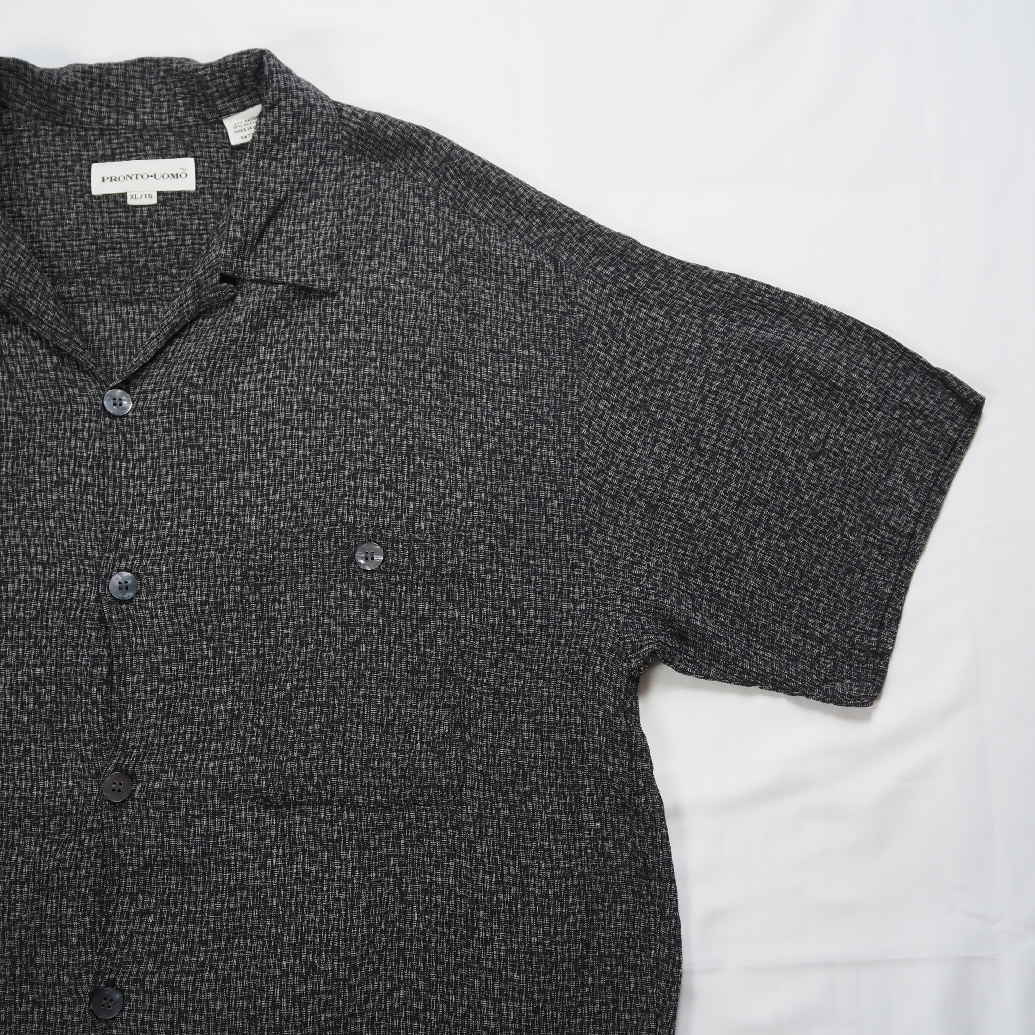 90’s Pronto Uomo 開襟レーヨンシャツ XL ブラック アメリカ製 の画像 7