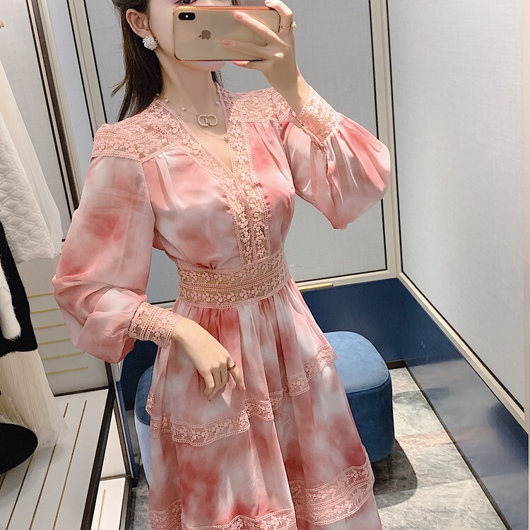 トレンド タイダイ風 絞り染め柄 長袖 シフォン ワンピース ドレス ロングドレス レース付き パフスリーブ 個性的 オシャレ パーティ Tp30 Ladys Paradise トレンド タイダイ風 絞り染め柄 長袖 シフォン ワンピース ドレス ロングドレス レース付き パフスリーブ 個性的 オシャレ パーティ Tp30 Ladys Paradise