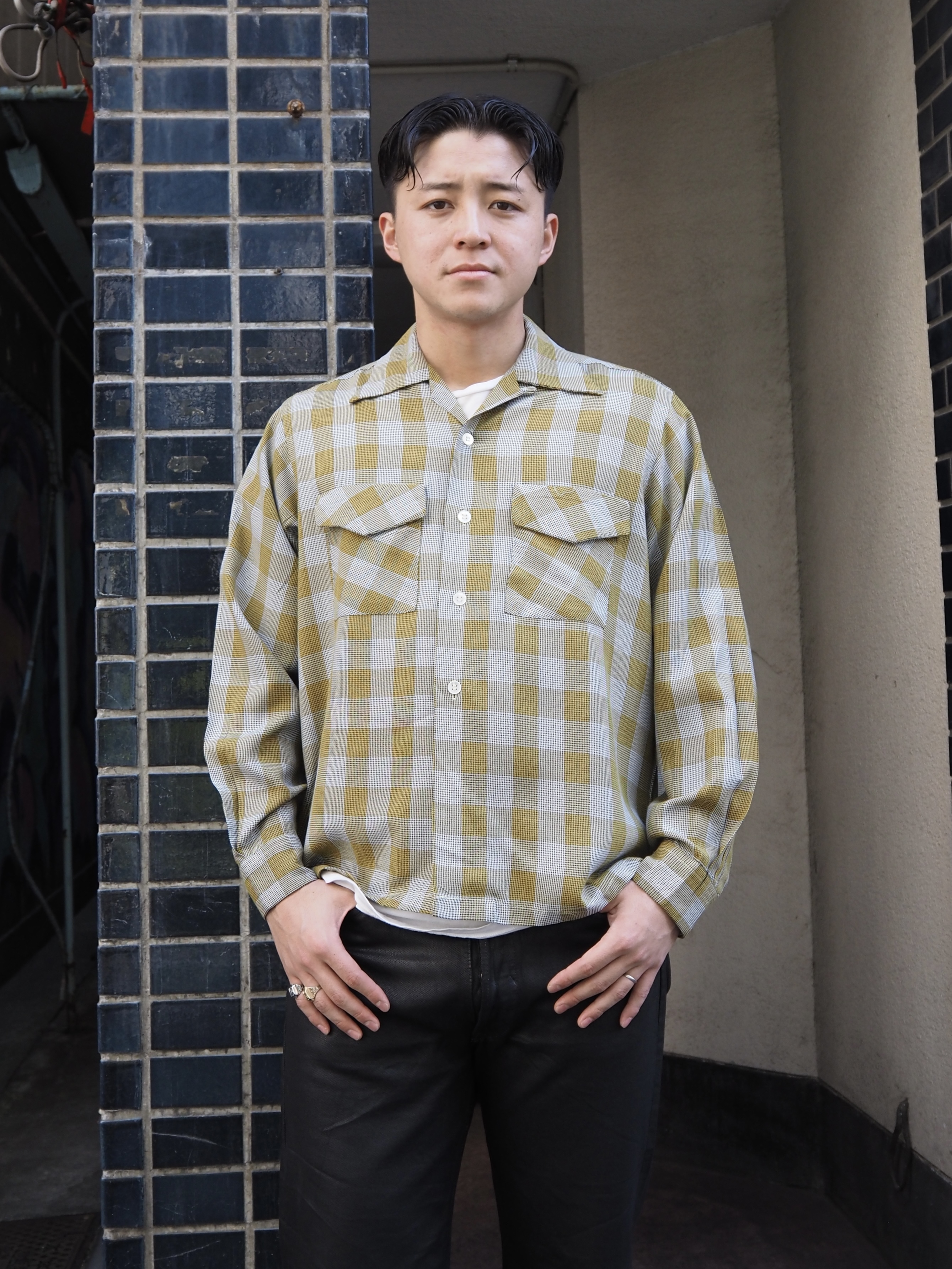 50’s Bill Stern レーヨンシャツ イエロー×ブラック の画像 2