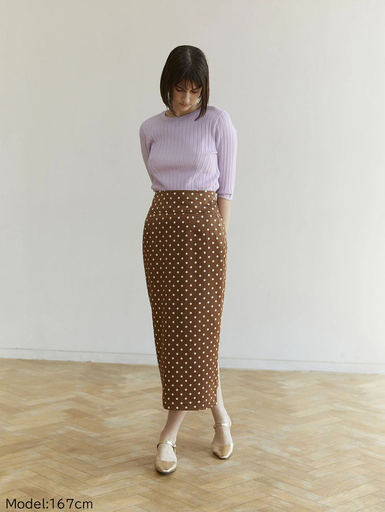 ポルカドットサテンタイトスカート ブラウン La Boutique De Carol ポルカドットサテンタイトスカート ブラウン La Boutique De Carol