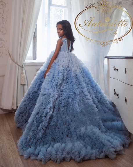 高級 ドレス 高品質 オーダーメイド ブルー グラデーション 子供 衣装 Wedding Dress Kids Party Import Luxury Antoinette