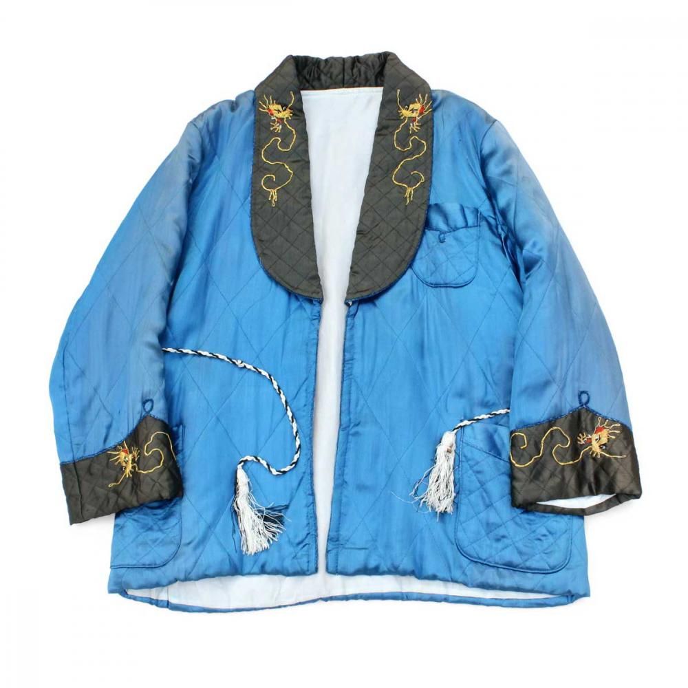 Vintage Souvenir Jacket Gown [1950s-] Rayon Satin Dragon Embroidery