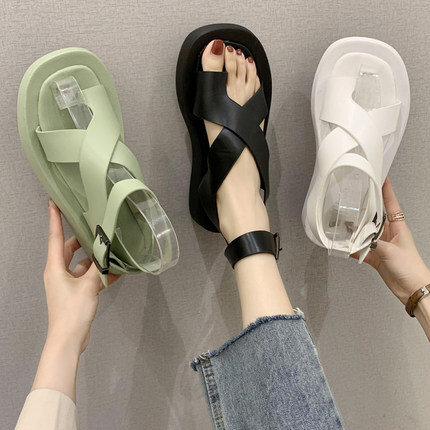 夏シューズ 厚底サンダル 親指リング サンダル レディース レトロ クロスサンダル カジュアル 夏 シンプル Ptnym31 Shop Suba