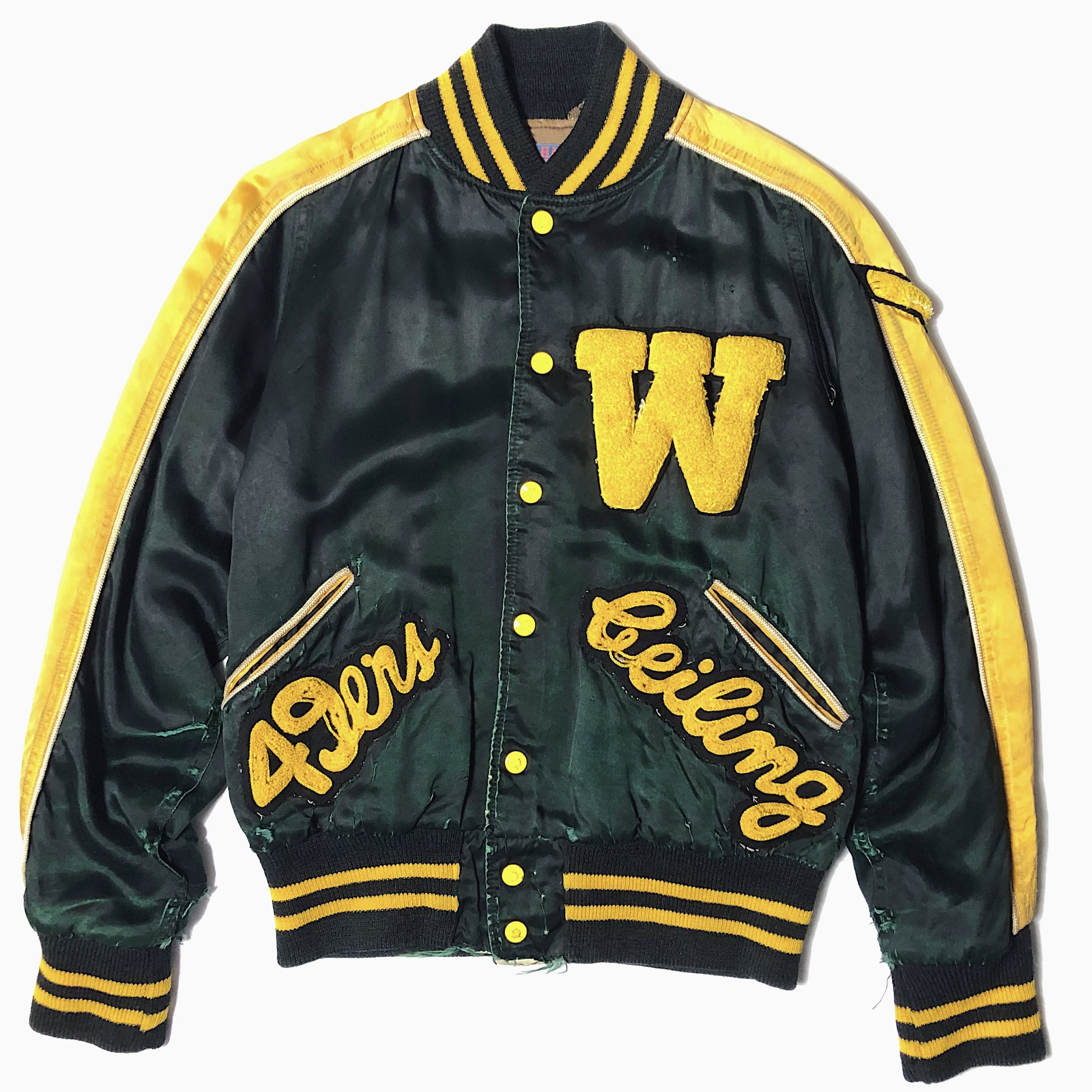 Vintage 50〜60's【HAUFF SPORTING GOODS CO.】"Wisner Bulldogs" Grunge Satin Jacket の画像 2