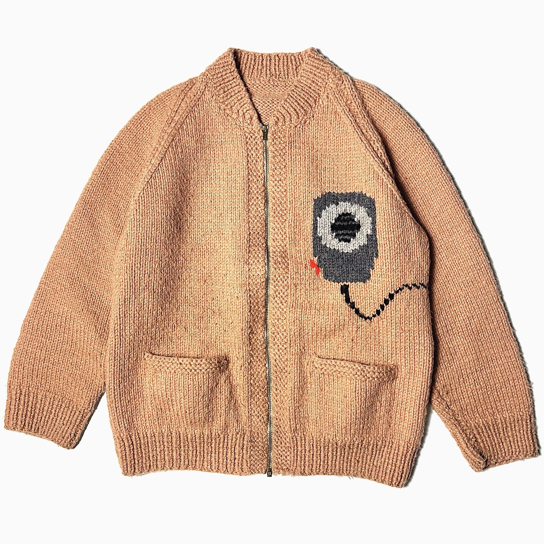 Vintage 60〜70's "WHATS YOUR HANDLE?" Cowichan Sweater の画像 2