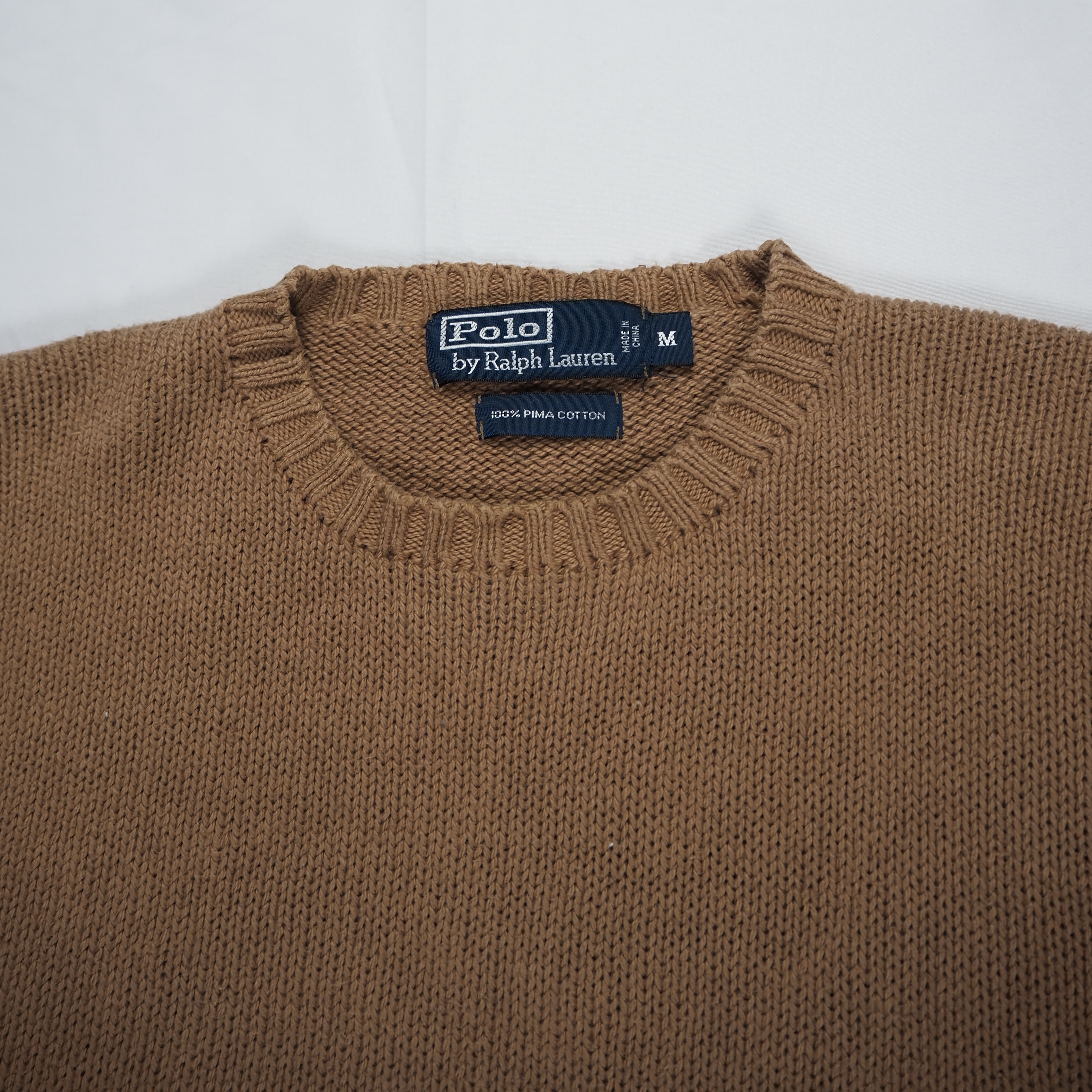 90’s Ralph Lauren ワンポイントコットンニット ブラウン Mサイズ の画像 7