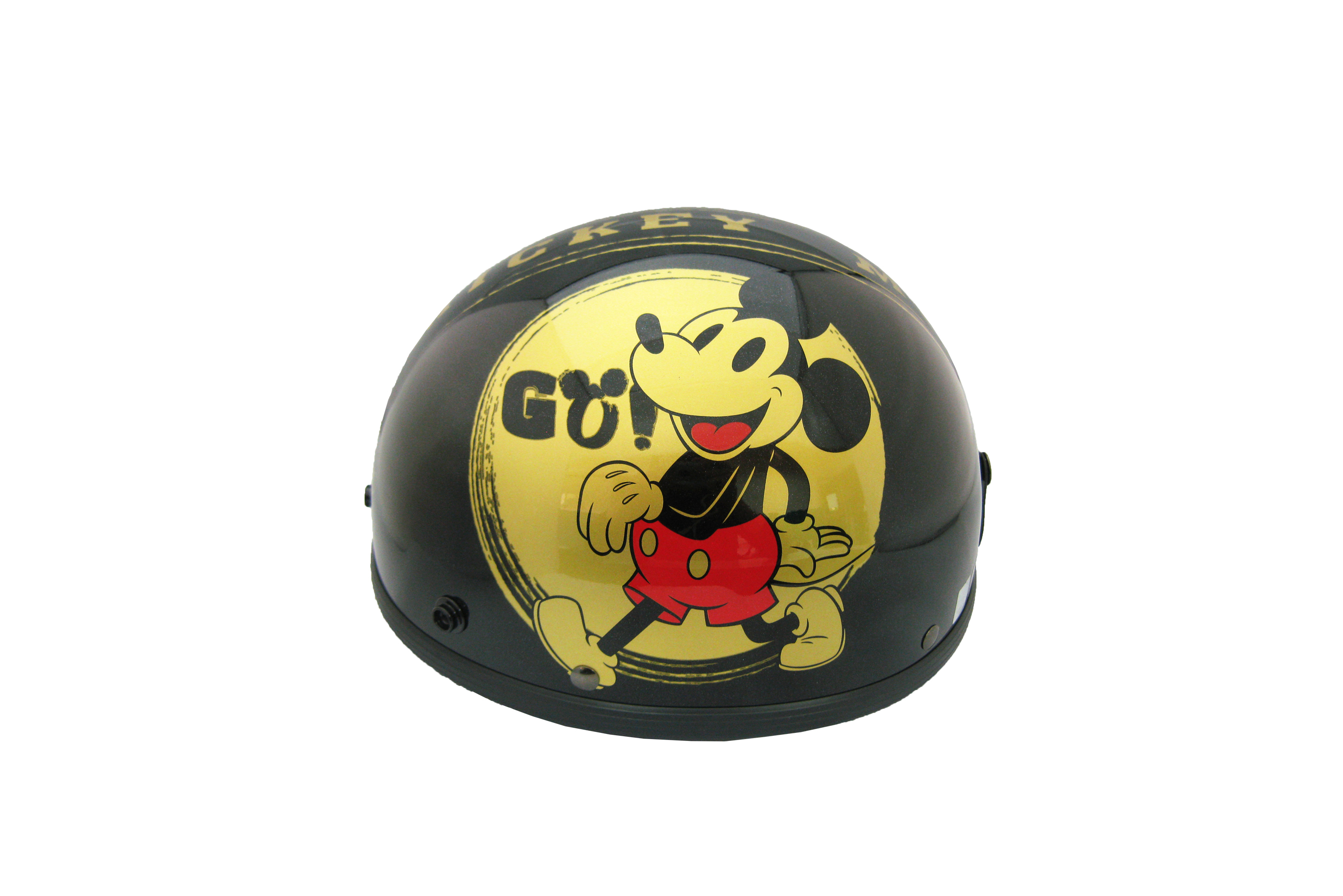 ディズニー正規ライセンス商品 ヴィンテージミッキーマウス Gold ハーフヘルメット ツバ別売り ミッキーマウス 白 赤 黒 Jwlsports