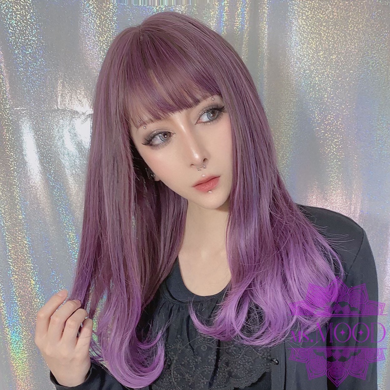 パープルグラデーション ワンカール ミディアムボブウィッグ Ms Mood パープルグラデーション ワンカール ミディアムボブウィッグ Ms Mood