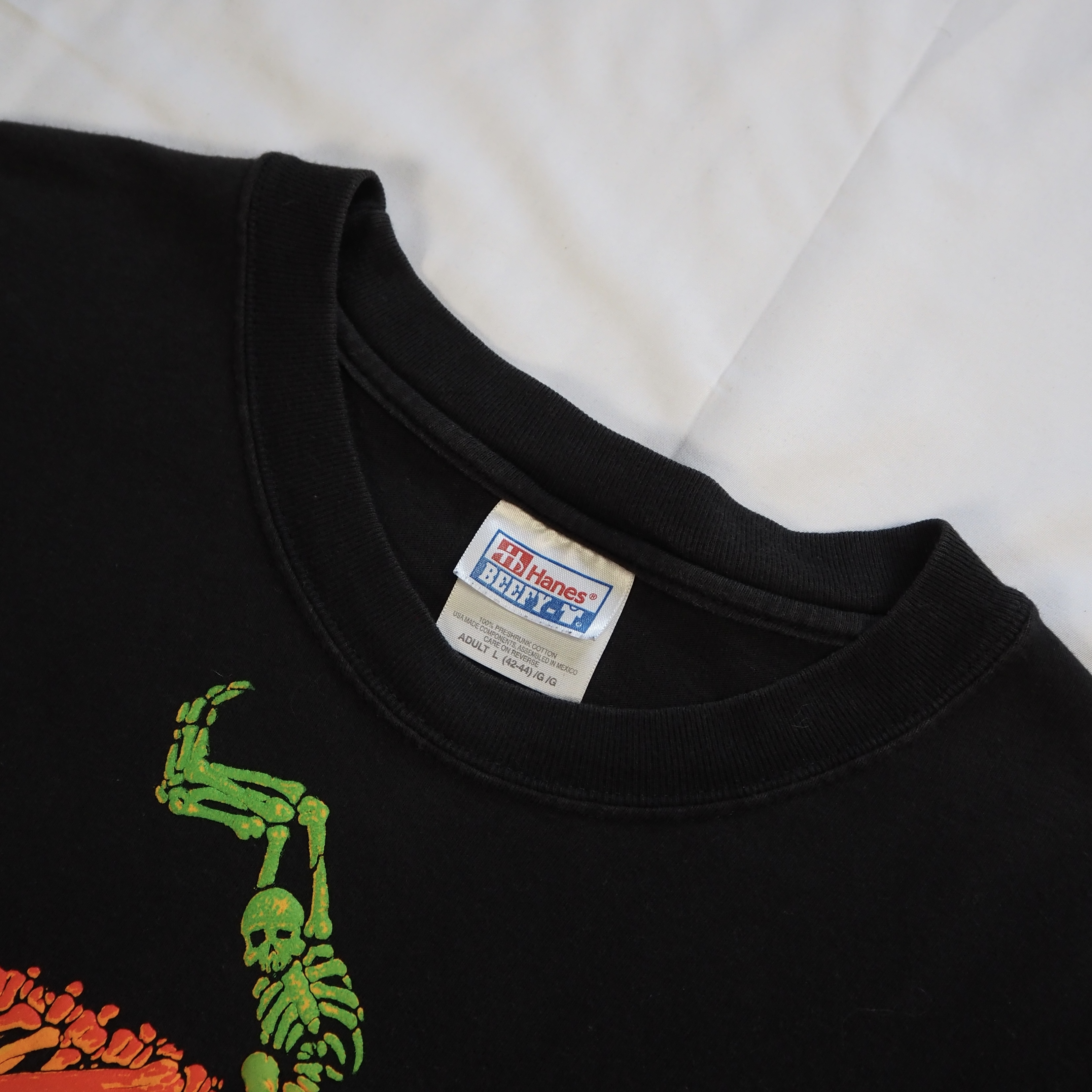 90’s-00’s Hanes スカル 発泡プリント ロンT Lサイズ の画像 8
