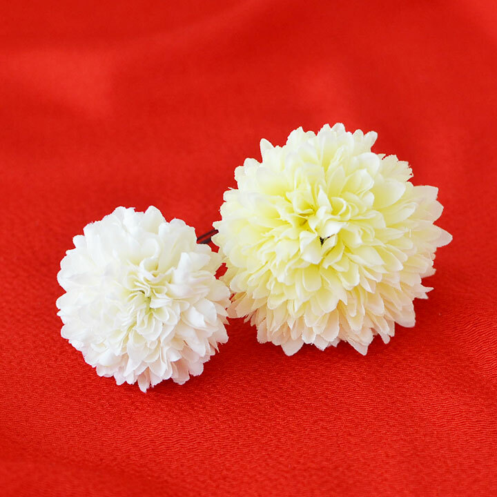 白無垢 花飾り5点set ホワイト Wa060 ダリア マム 紫陽花 タッセル Cha Cha 和の髪飾り専門店