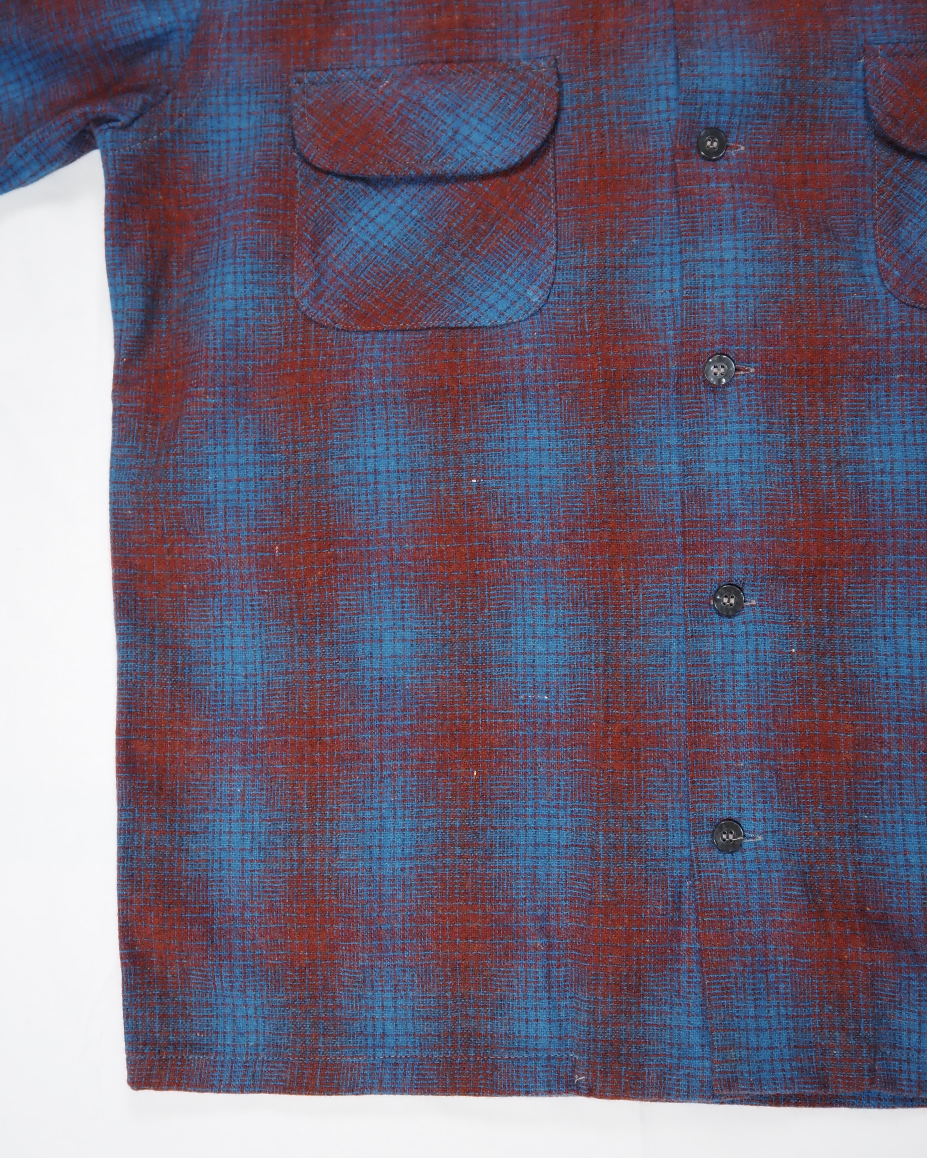 【VCM入荷】70’s Towncraft ウールシャツ レッド×ブルー オンブレ の画像 7