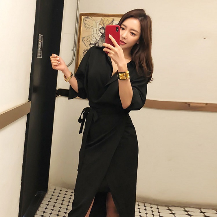 魅力的な ワンピース ワンピ 黒ワンピース 黒ワンピ レディース 女性用 黒 カシュクール ハイウエスト リボン ひざ丈下 無地 シンプル 通勤 通学 オフィス デート 食事会 お呼ばれ 女子会 都会的 スタイリッシュ お洒落 人気 おすすめ 夏 トレンド 希少 Www Maxam Com Qa