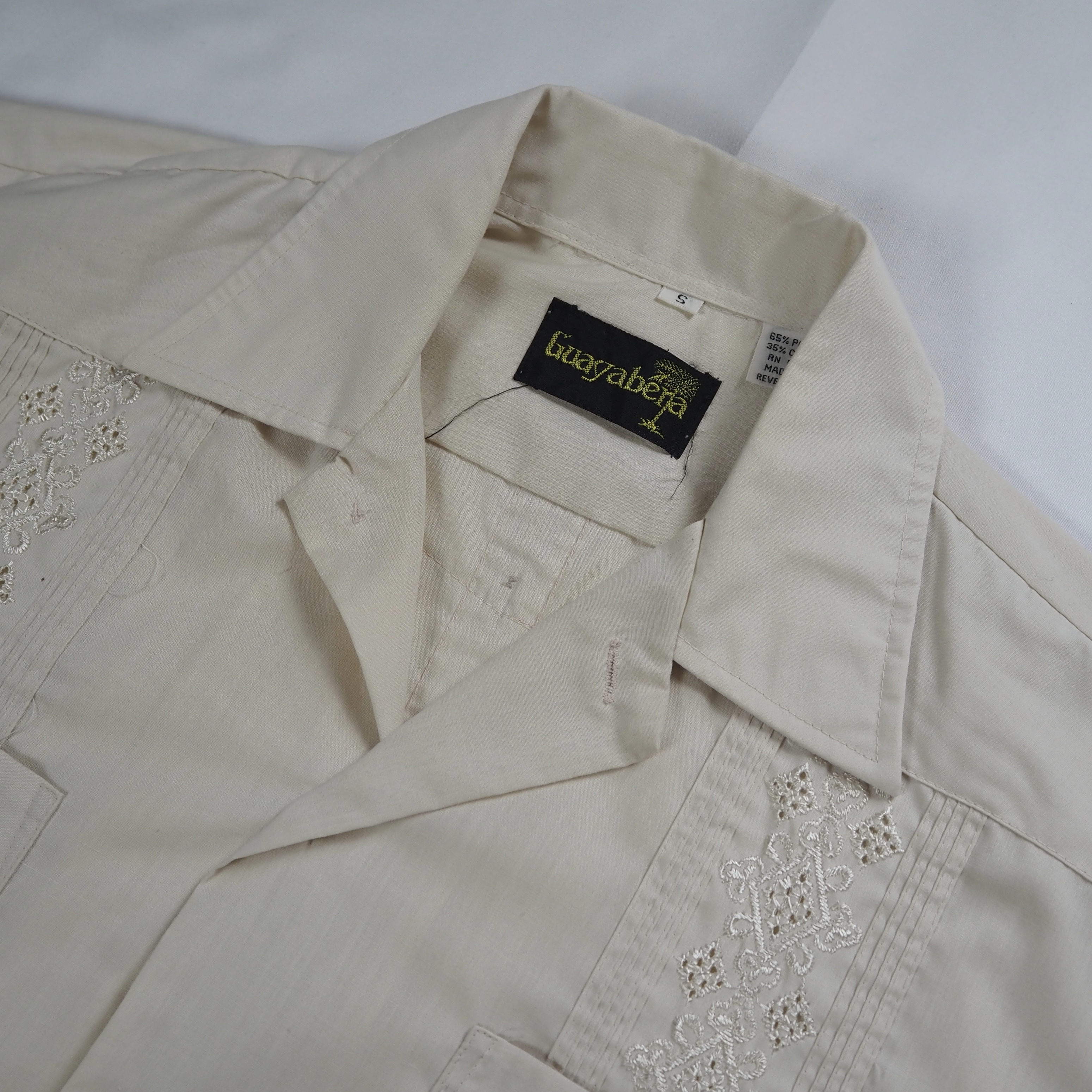 80’s-90’s Guayabera キューバシャツ Sサイズ ベージュ の画像 6