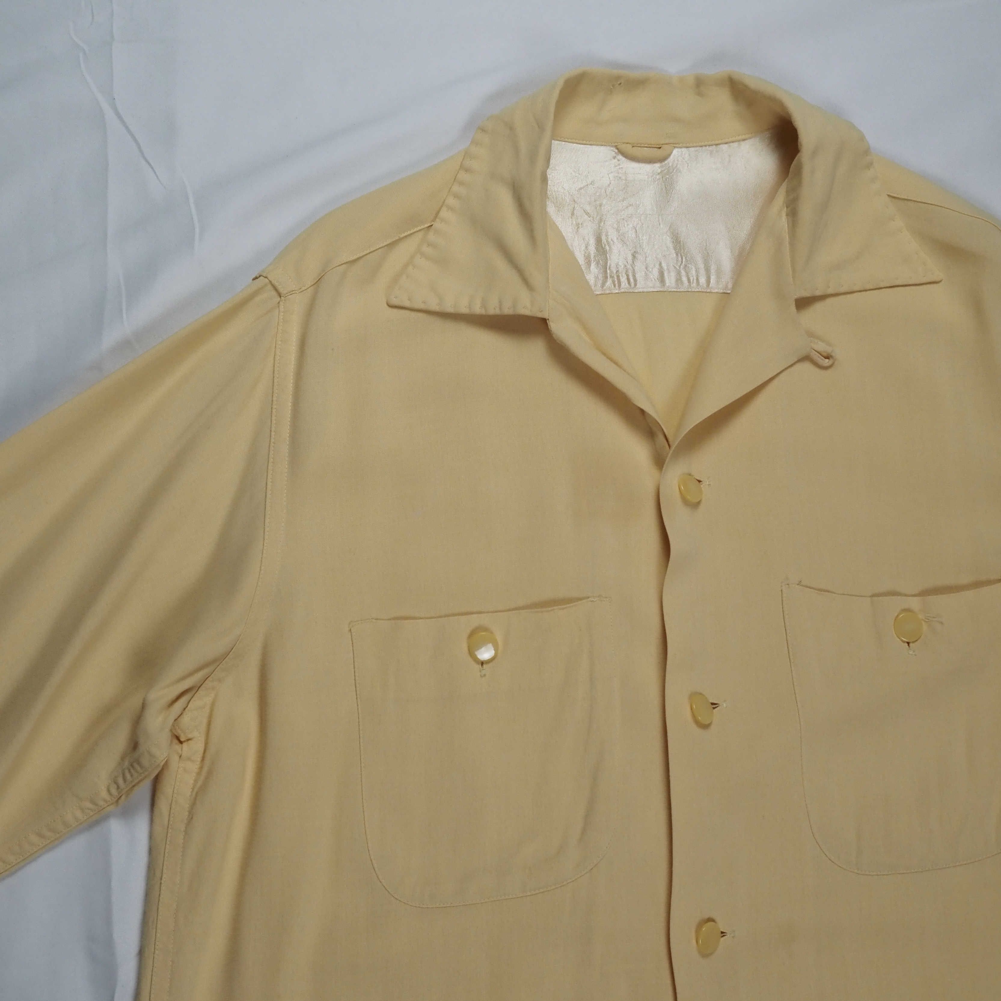 50’s レーヨンシャツ イエロー 単色 の画像 2