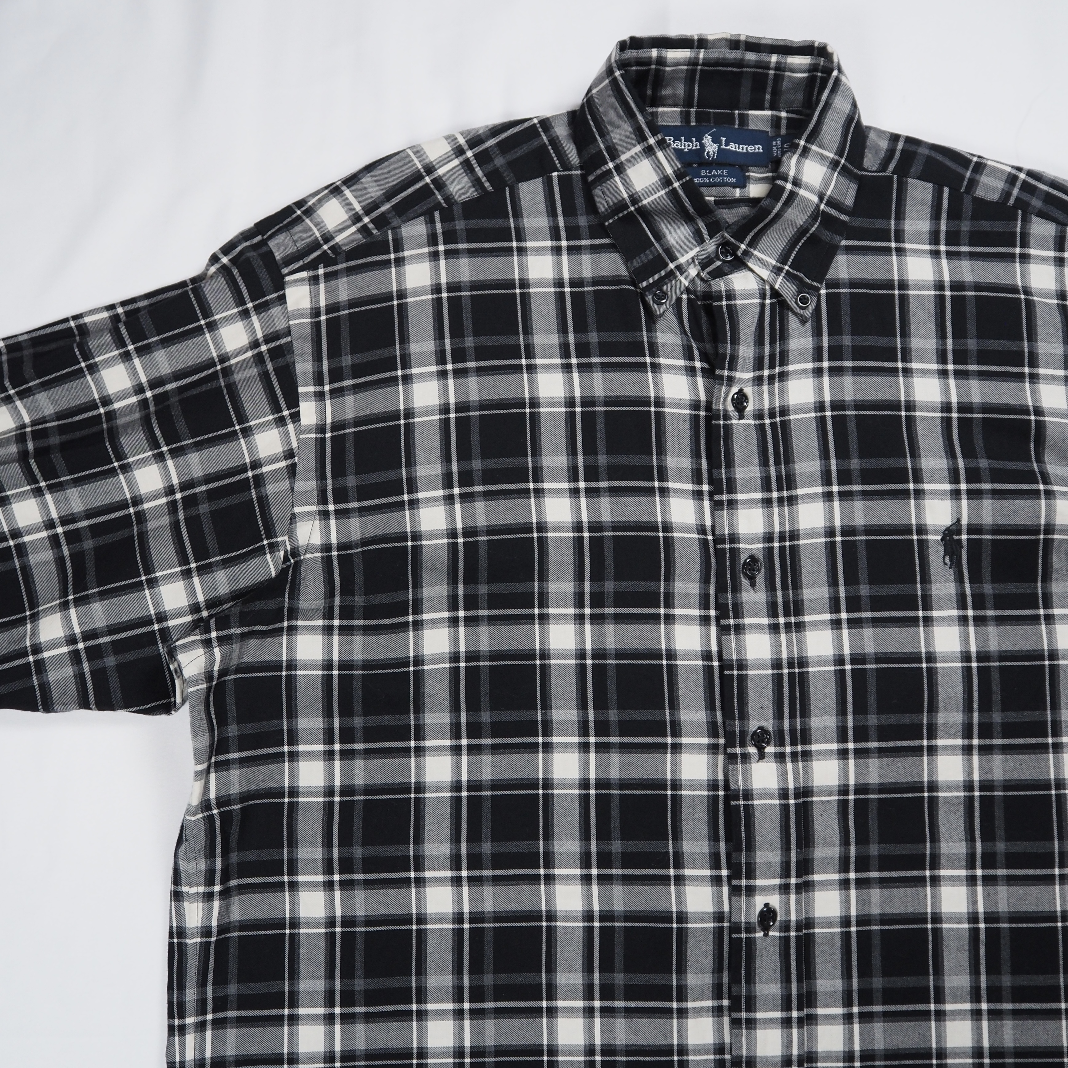 90’s Ralph Lauren Blake 長袖シャツ Sサイズ ブラック×ホワイト の画像 10