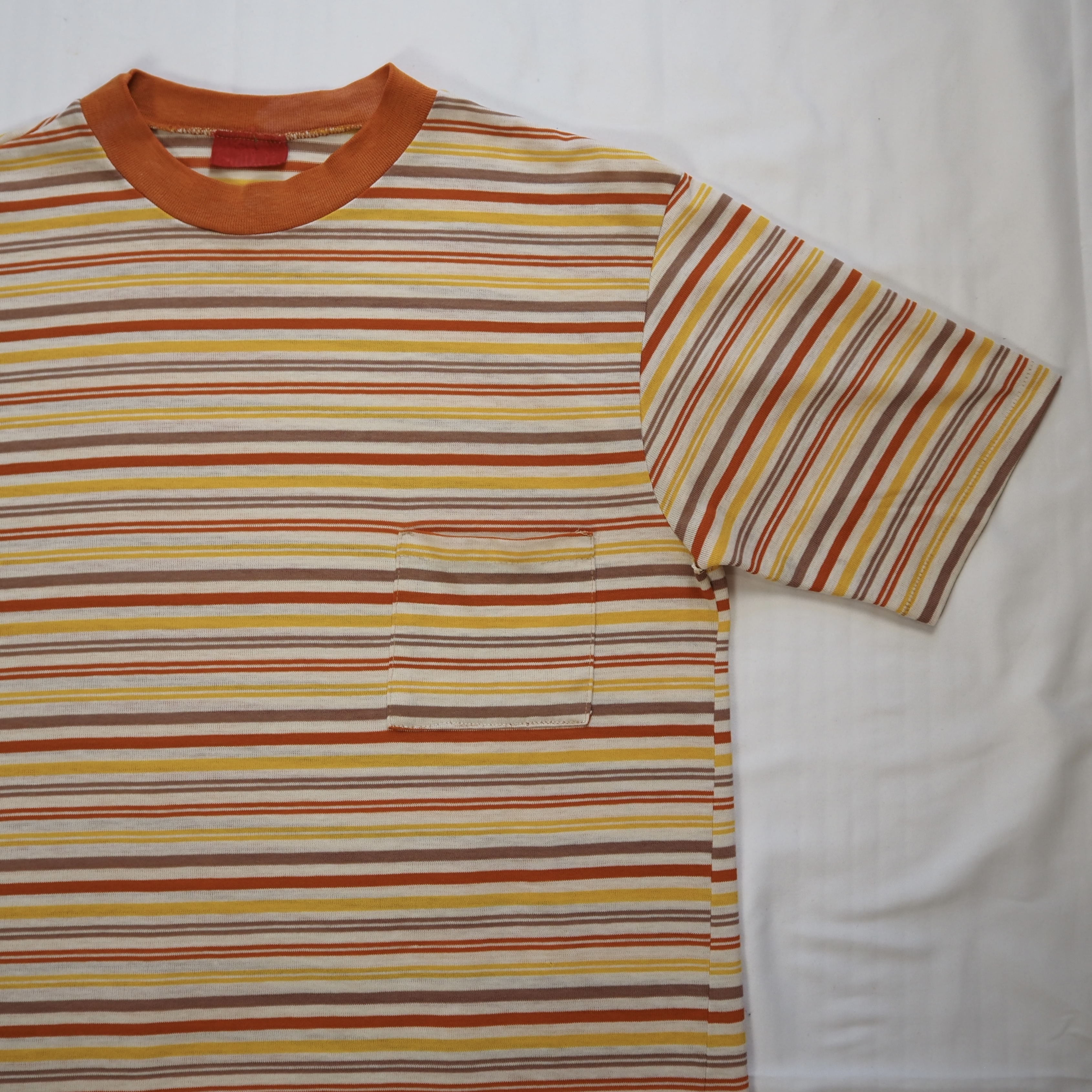 70’s-80’s ボーダーTシャツ オレンジ Mサイズ程度 の画像 3