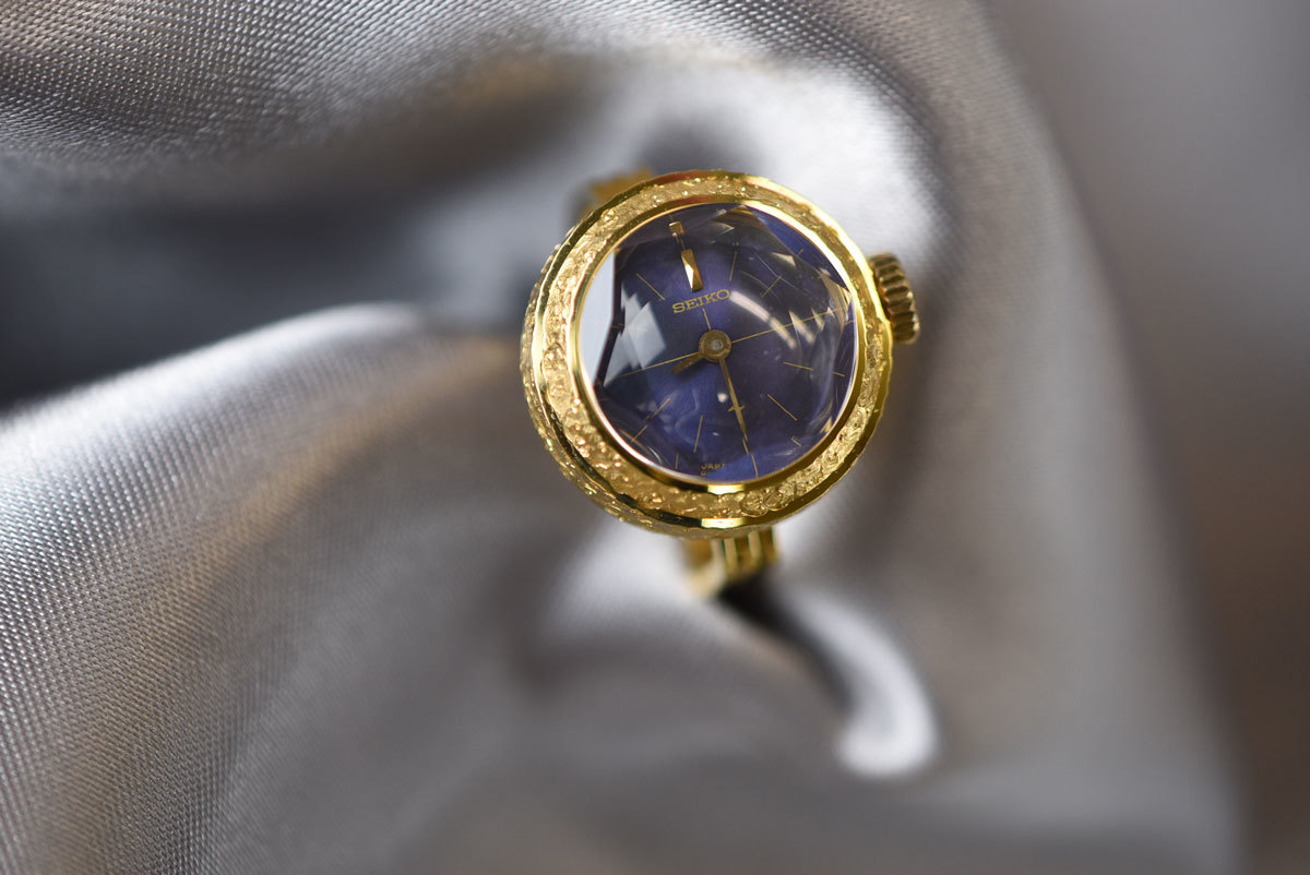 【ビンテージ時計】デットストック 1972年10月製造 セイコー指輪時計 日本製当時の指輪時計最高級モデル18K ケース | timegarden