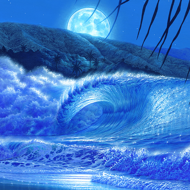 Perfect Big Wave Under The Moonlight 海の絵 イラストショップ Art In Life Perfect Big Wave Under The Moonlight 海の絵 イラストショップ Art In Life