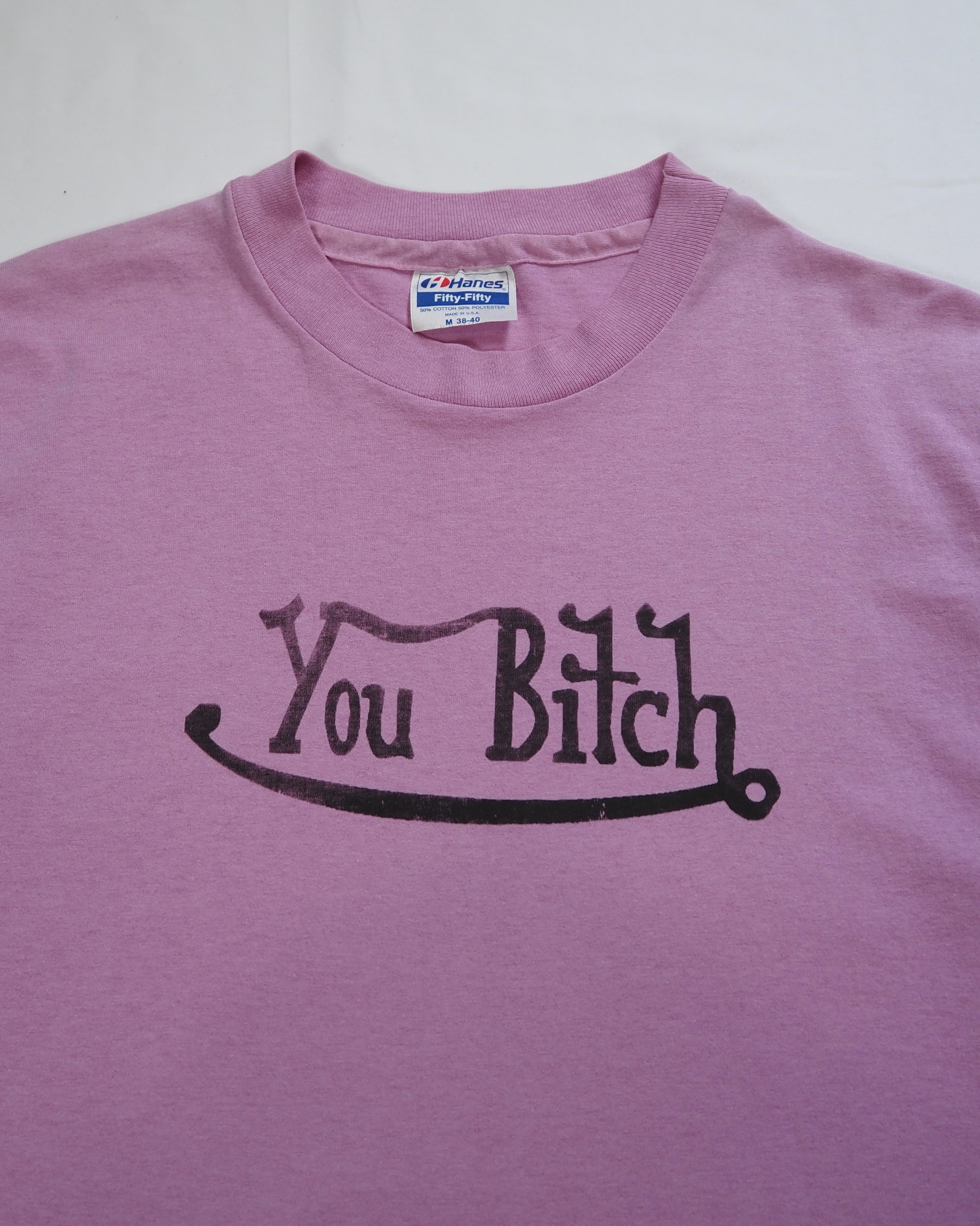 80’s Hanes “You Bitch” Tシャツ Mサイズ パープル の画像 3