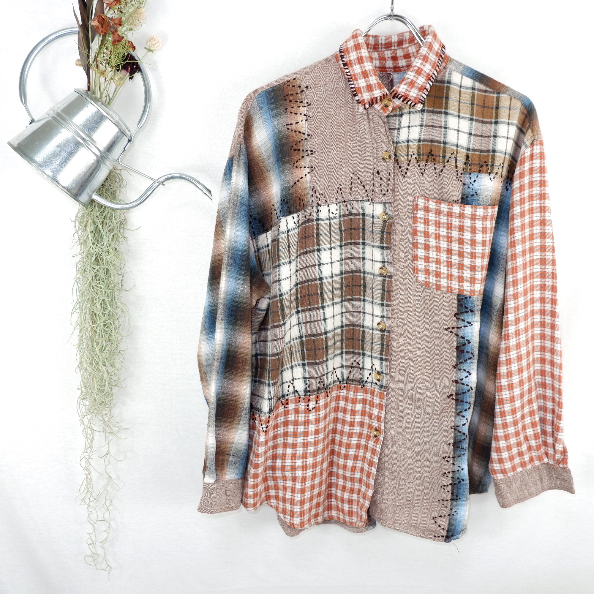 M Patchwork Design Shirt パッチワーク シャツ きれいめや90sのメンズ古着専門店jo Ro M Patchwork Design Shirt パッチワーク シャツ きれいめや90sのメンズ古着専門店jo Ro