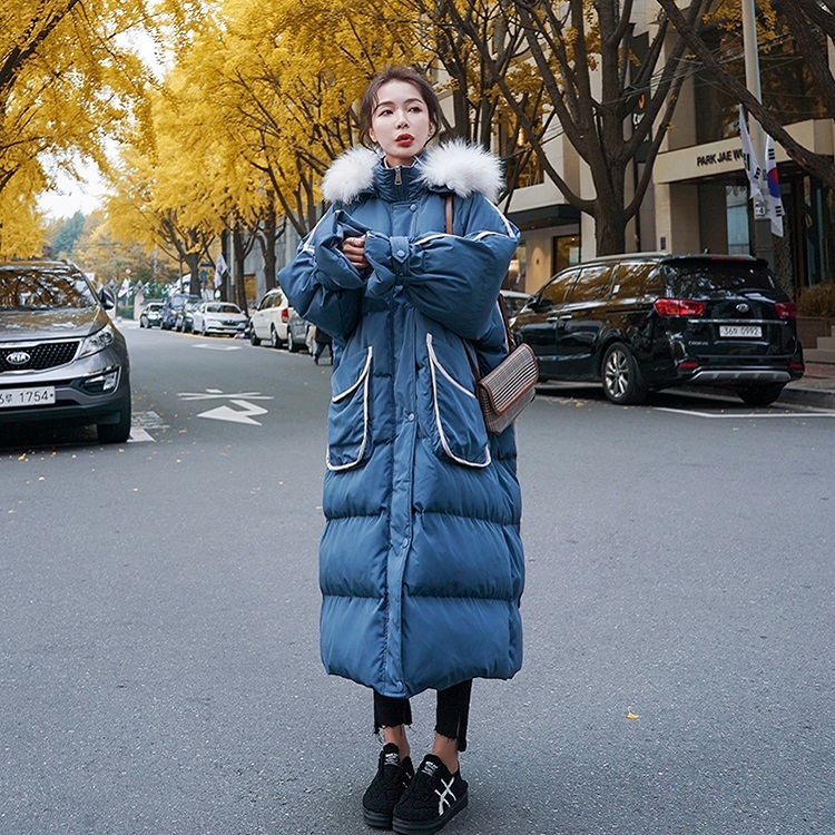 ダウンコート ロングコート ダウンジャケット フード付き バイカラー おしゃれ もこもこ アウター コート ジャケット 上着 レディース 秋 冬 10代 代 30代 40代 ダウン ロング丈 マキシ丈 ファー付き コットン スタジアムジャンパー 青 赤 白 お洒落 個性的 大きめ