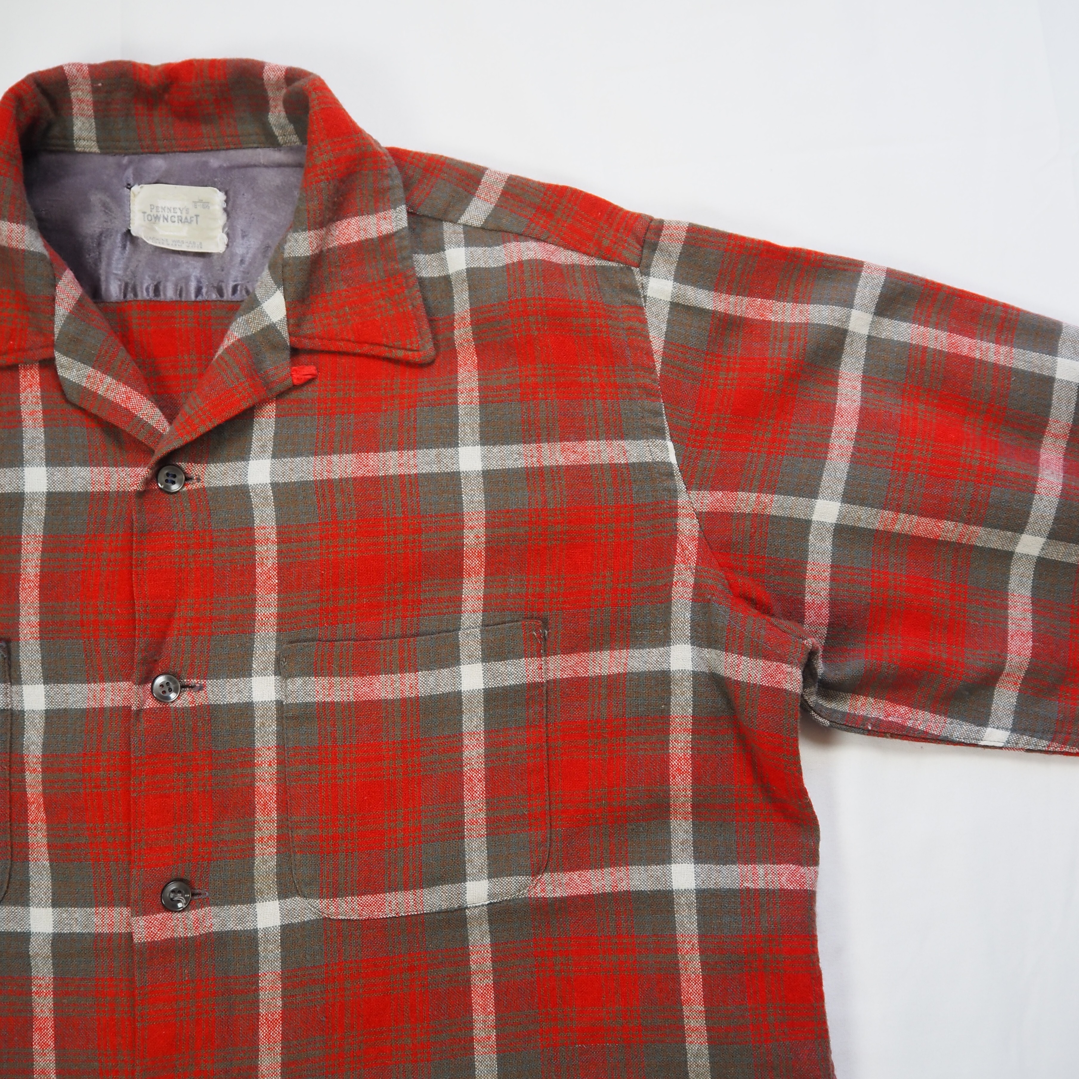 【9/23 20:00入荷】50's Towncraft ウールシャツ レッド×グレー の画像 4