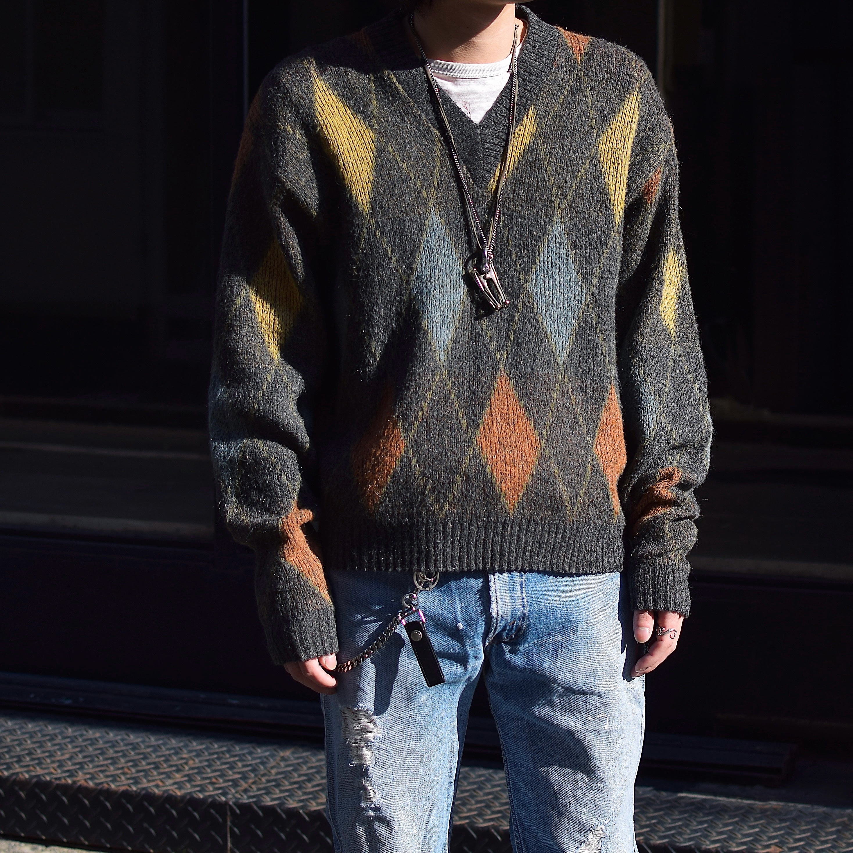 Vintage 60's【Revere】Argyle Mohair Knit Sweater の画像 3