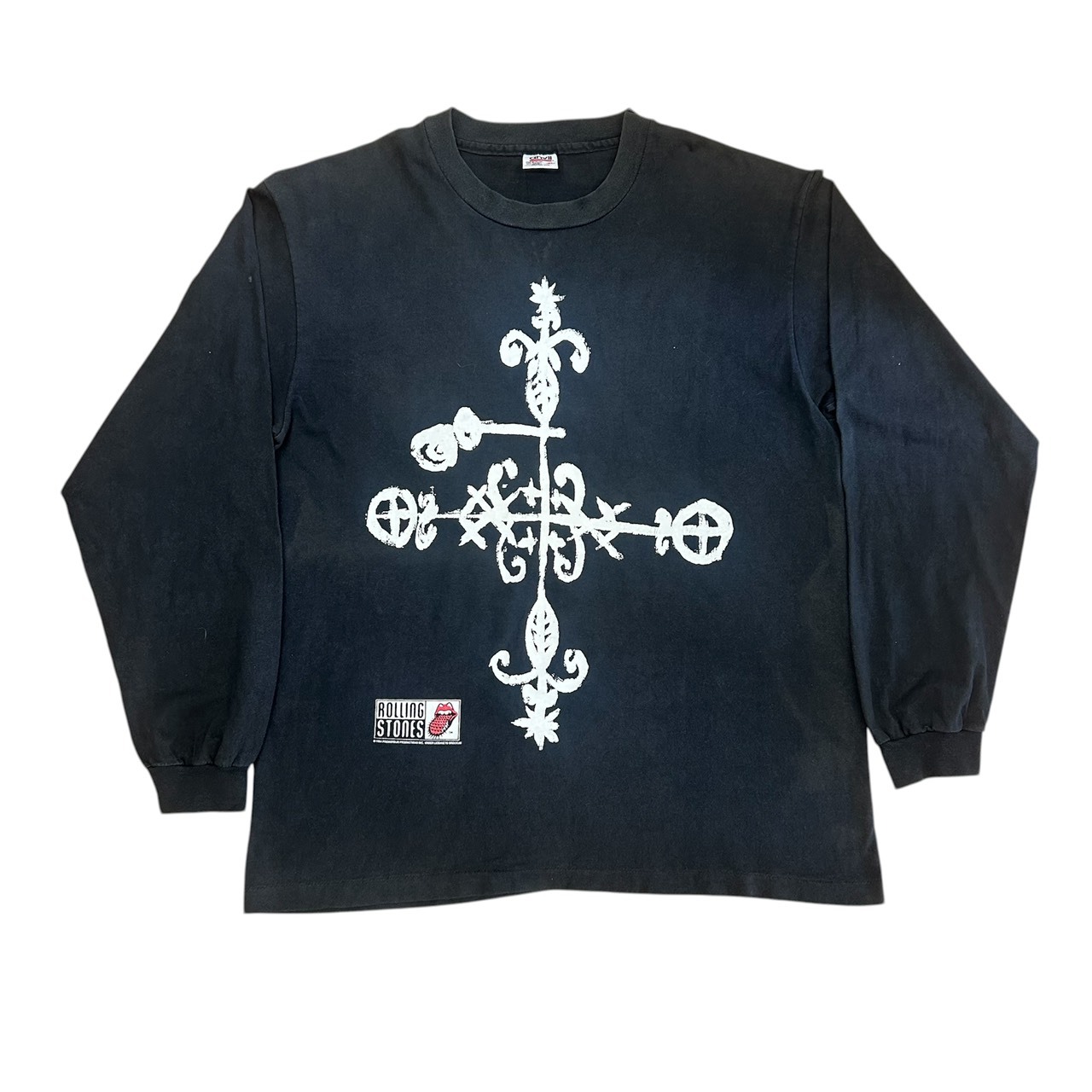 90s ROLLING STONES Voodoo Lounge Tour Cross Graphic Long Sleeve T-Shirt Black XL