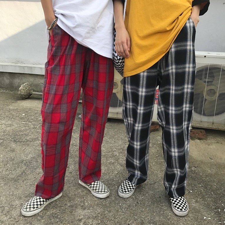 一部即納 チェック柄 パンツ ズボン パンク ロック オルチャン メンズ