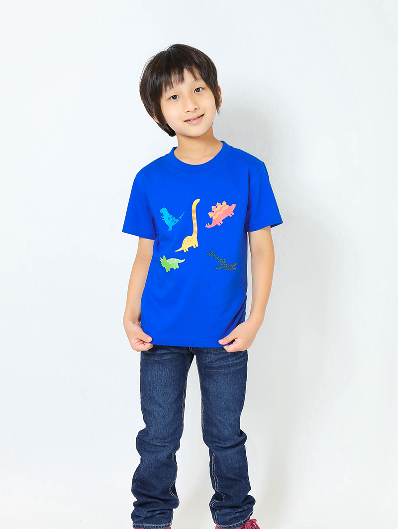 恐竜プリントｔシャツ 子供用 恐竜ミックス ロイヤルブルー Kt As 恐竜グッズ通販ショップ Chamaryu
