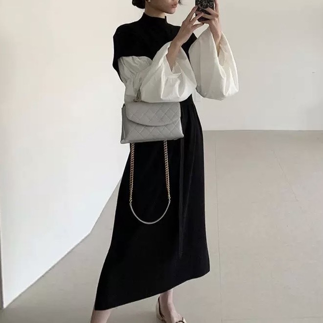 ボリュームスリーブレイヤードニットワンピース 874 Mesty