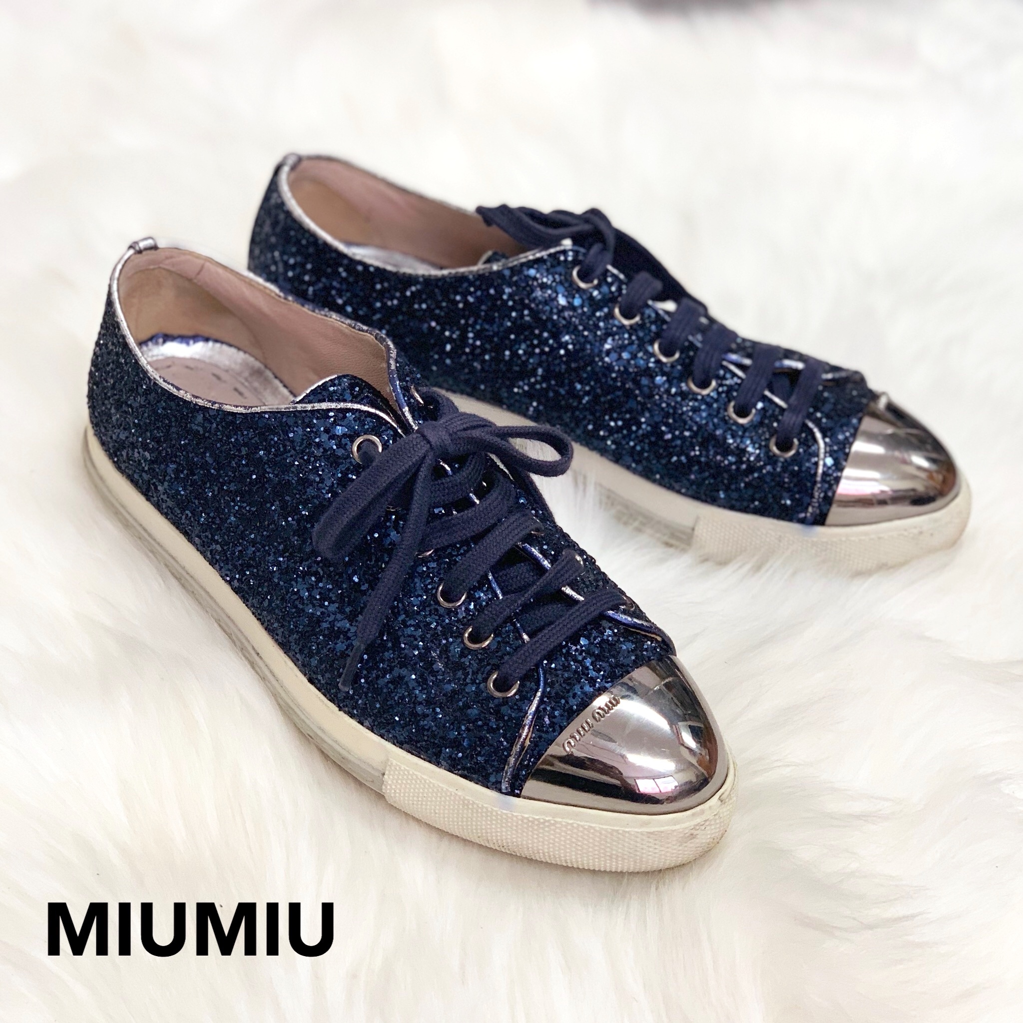 695 ミュウミュウ Miumiu グリッター ラメ スニーカー Mycloset