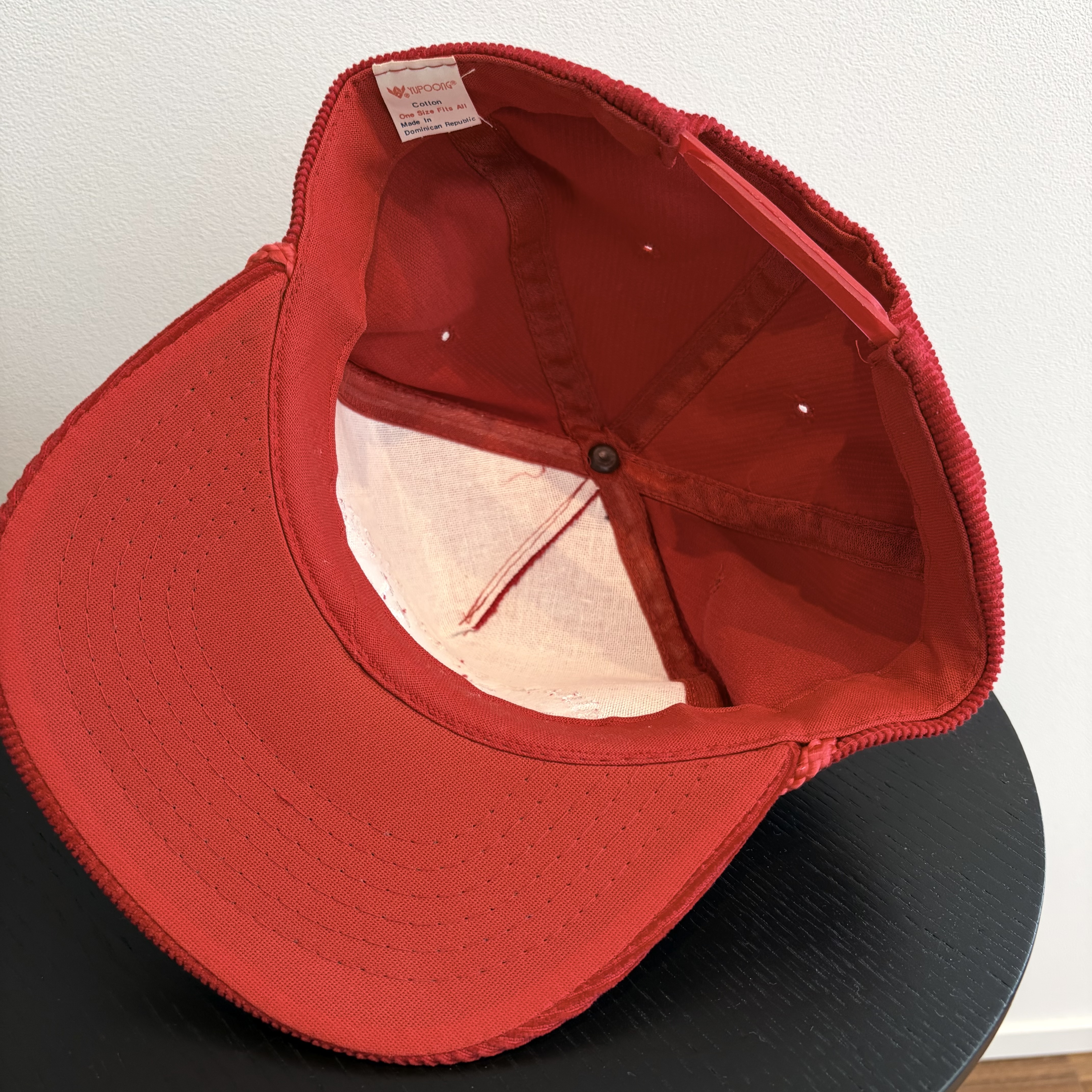 80s 企業物 YUPOONG コーデュロイ スナップバック キャップ レッド の画像 5