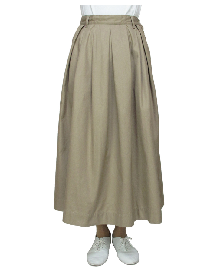 T/C chino long tuck-skirt Lot:35418 - 画像1