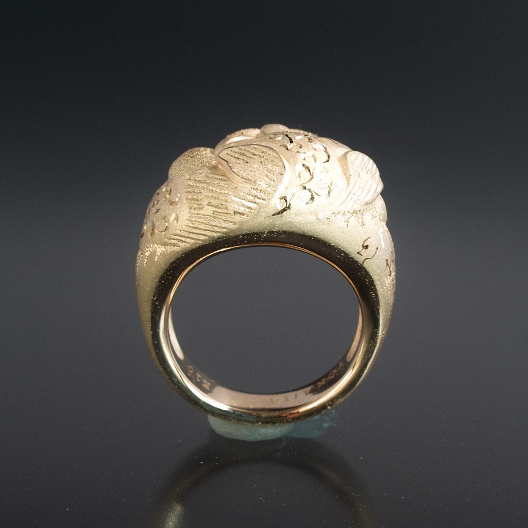 受注制作|犬? 猫? 妖怪指輪 『 すねこすり 』 10金イエローゴールド*ルビー