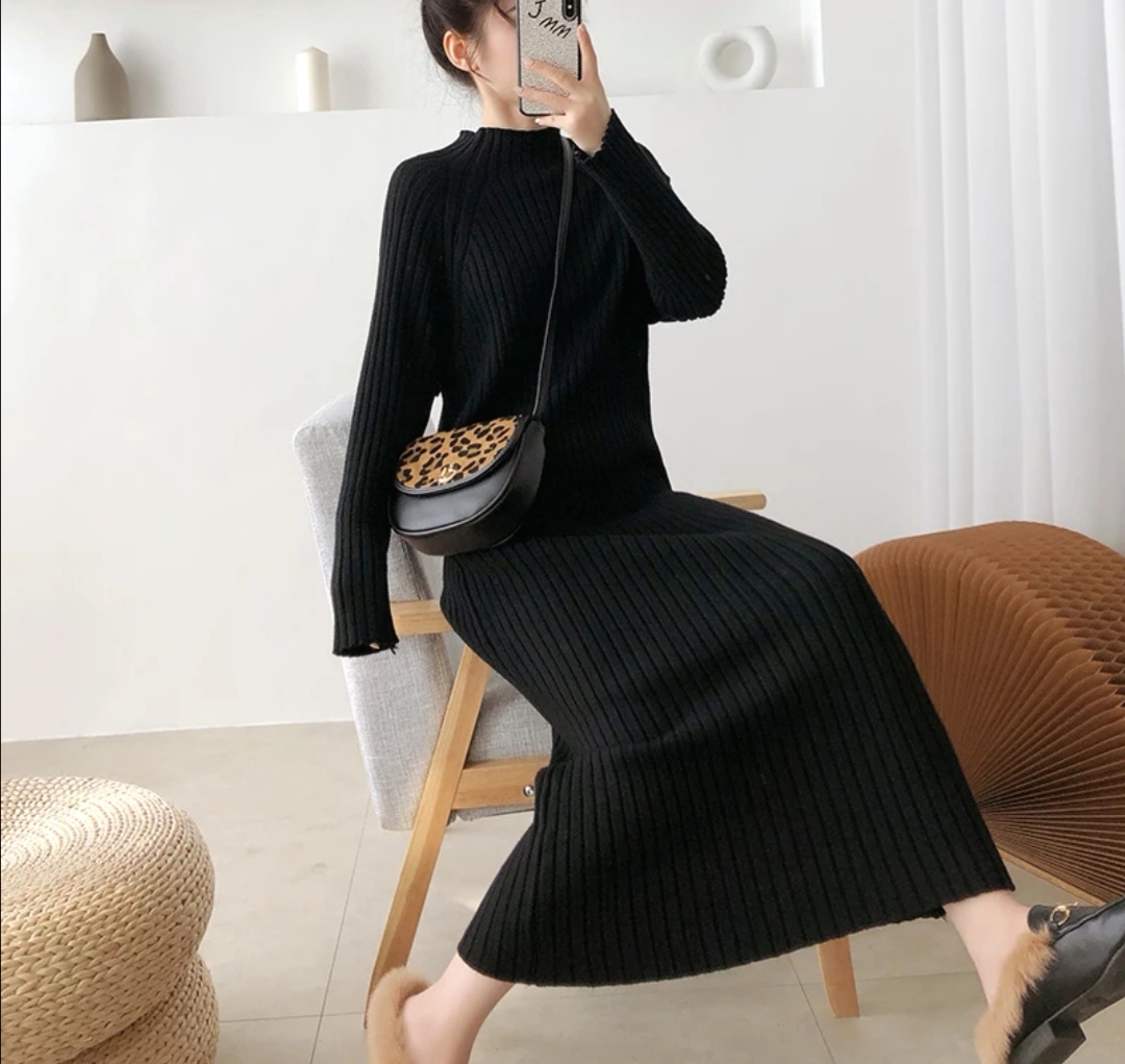 ロングタートルネックワンピース 即納 セレクトショップ Lily