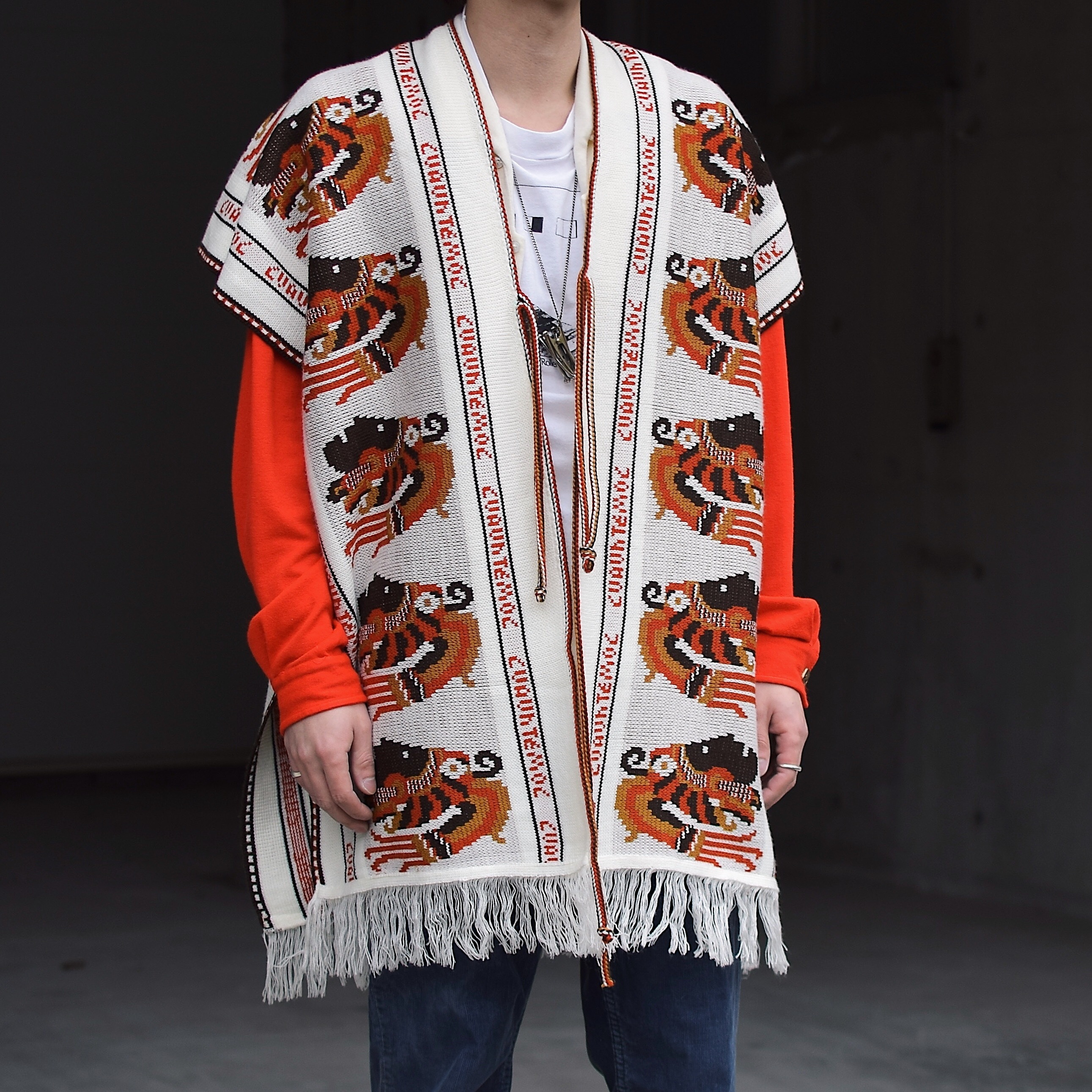 Vintage 70's Ethnic Knit Cape の画像 4